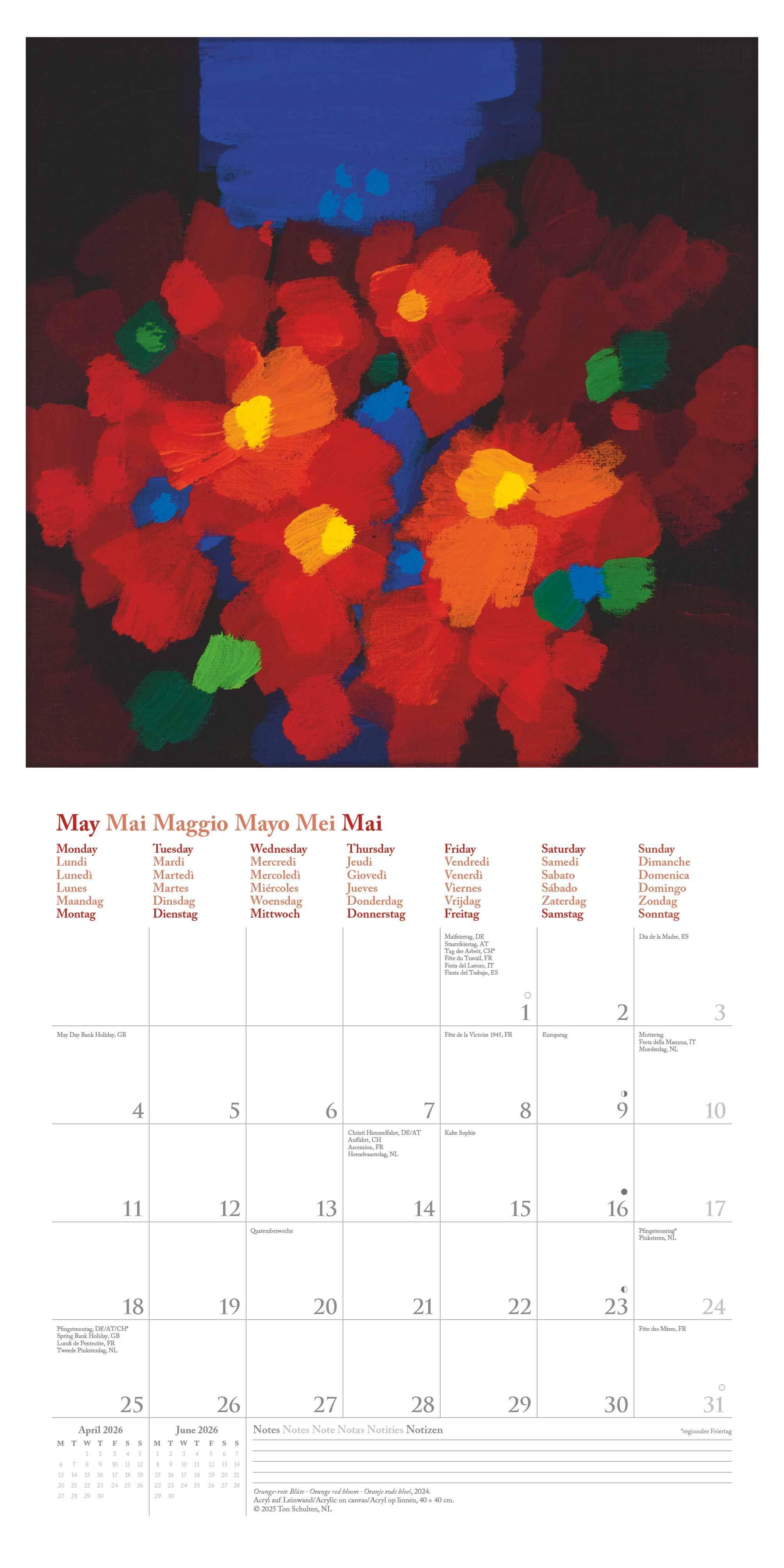 Beispielinhalt (Bild) Ton Schulten 2026 - Wand-Kalender - Broschüren-Kalender - 30x30 - 30x60 geöffnet - Kunst-Kalender