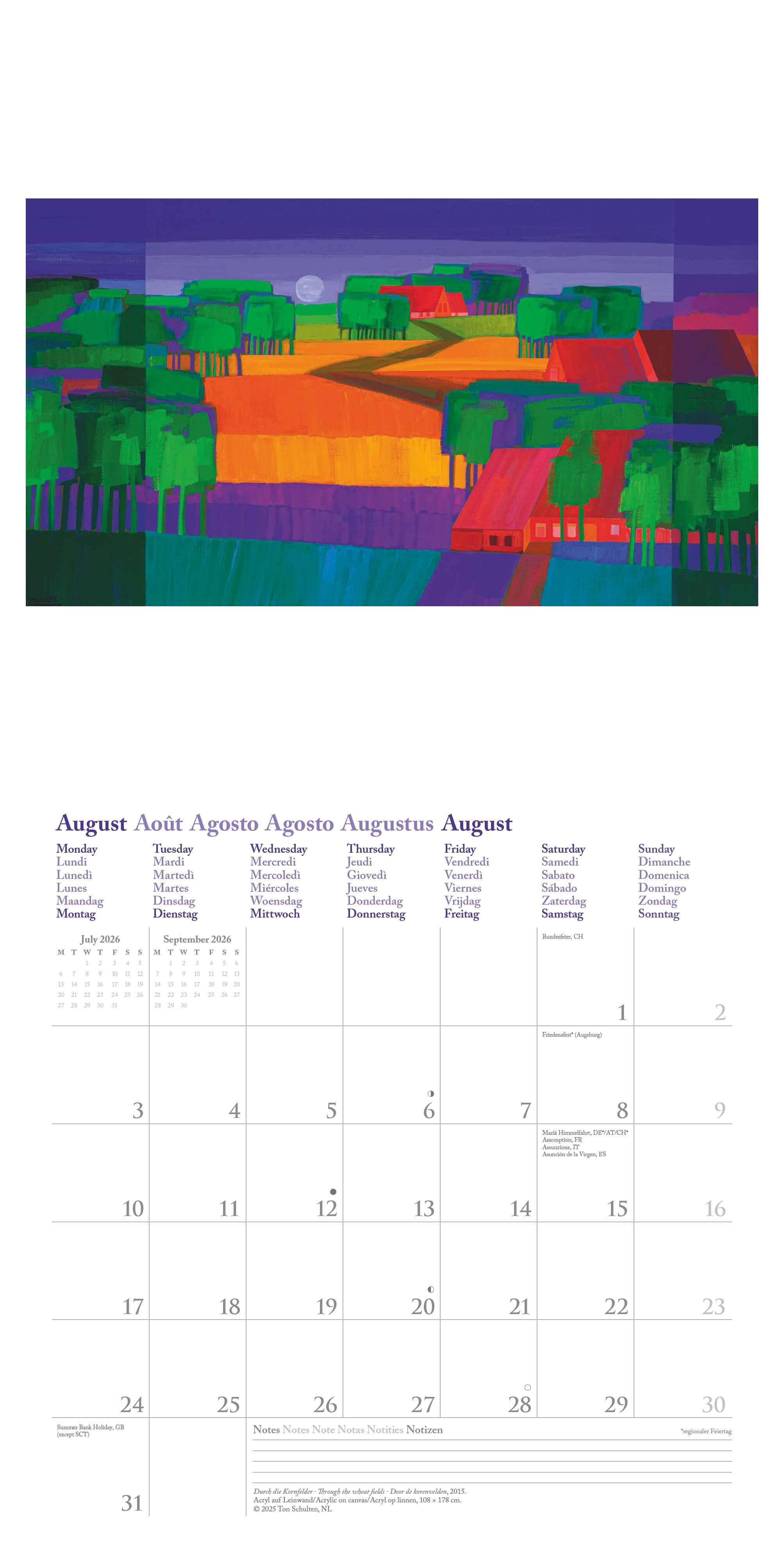 Beispielinhalt (Bild) Ton Schulten 2026 - Wand-Kalender - Broschüren-Kalender - 30x30 - 30x60 geöffnet - Kunst-Kalender