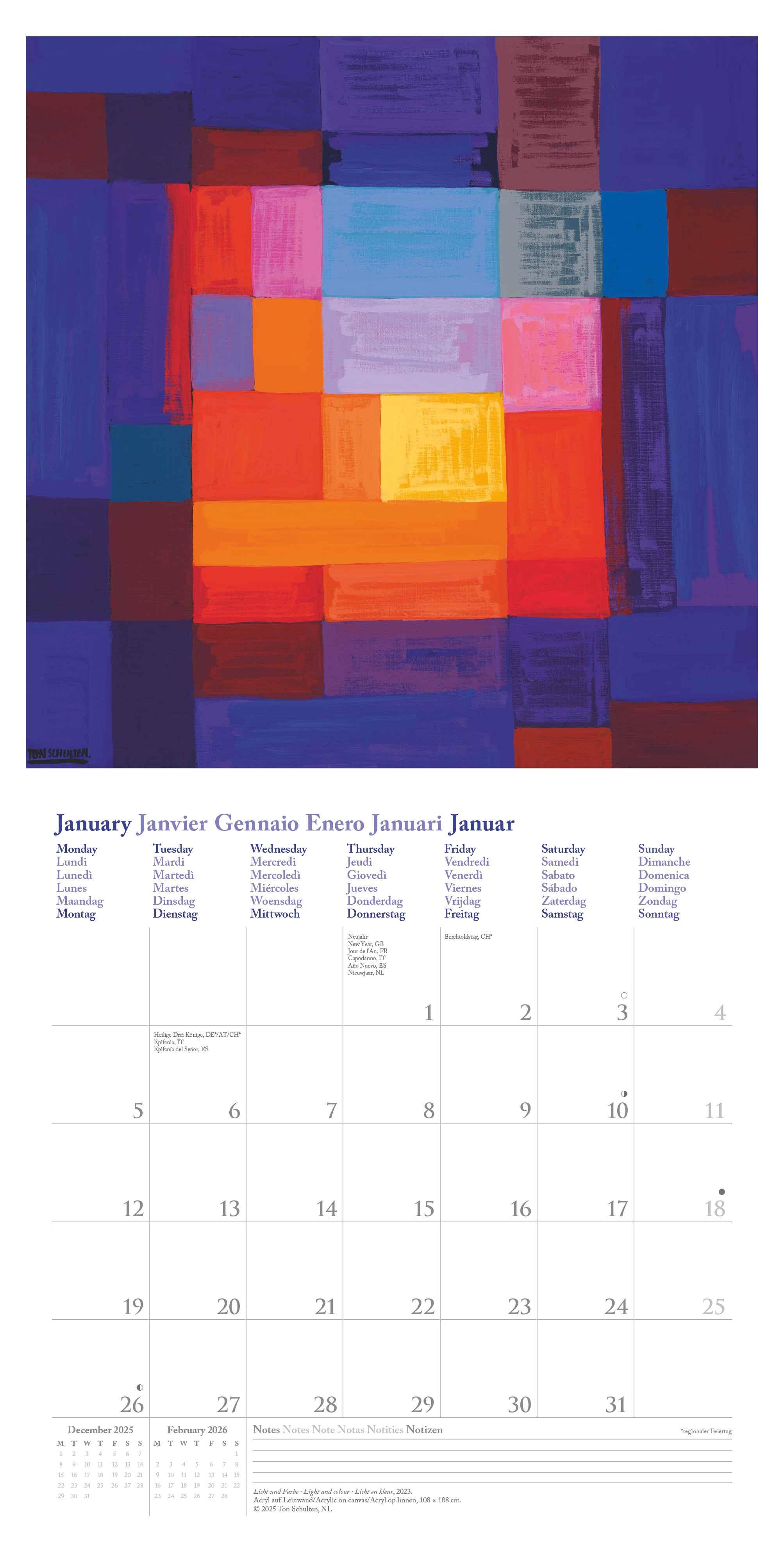 Beispielinhalt (Bild) Ton Schulten 2026 - Wand-Kalender - Broschüren-Kalender - 30x30 - 30x60 geöffnet - Kunst-Kalender