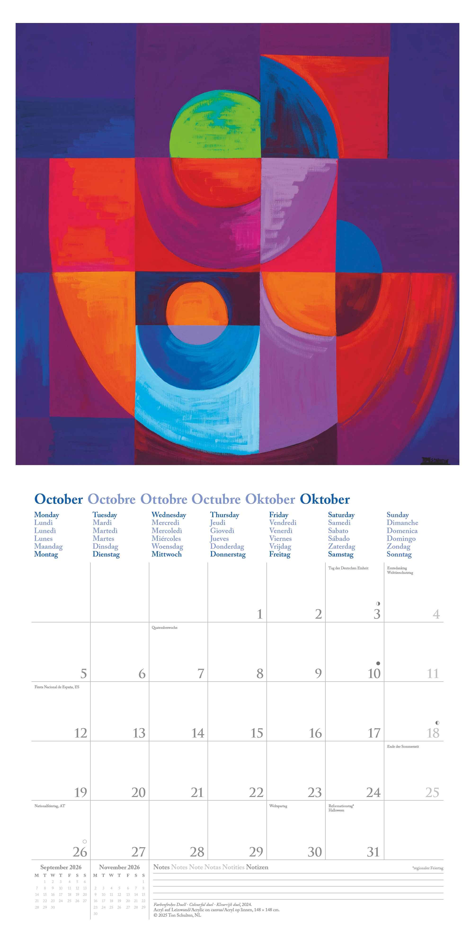 Beispielinhalt (Bild) Ton Schulten 2026 - Wand-Kalender - Broschüren-Kalender - 30x30 - 30x60 geöffnet - Kunst-Kalender