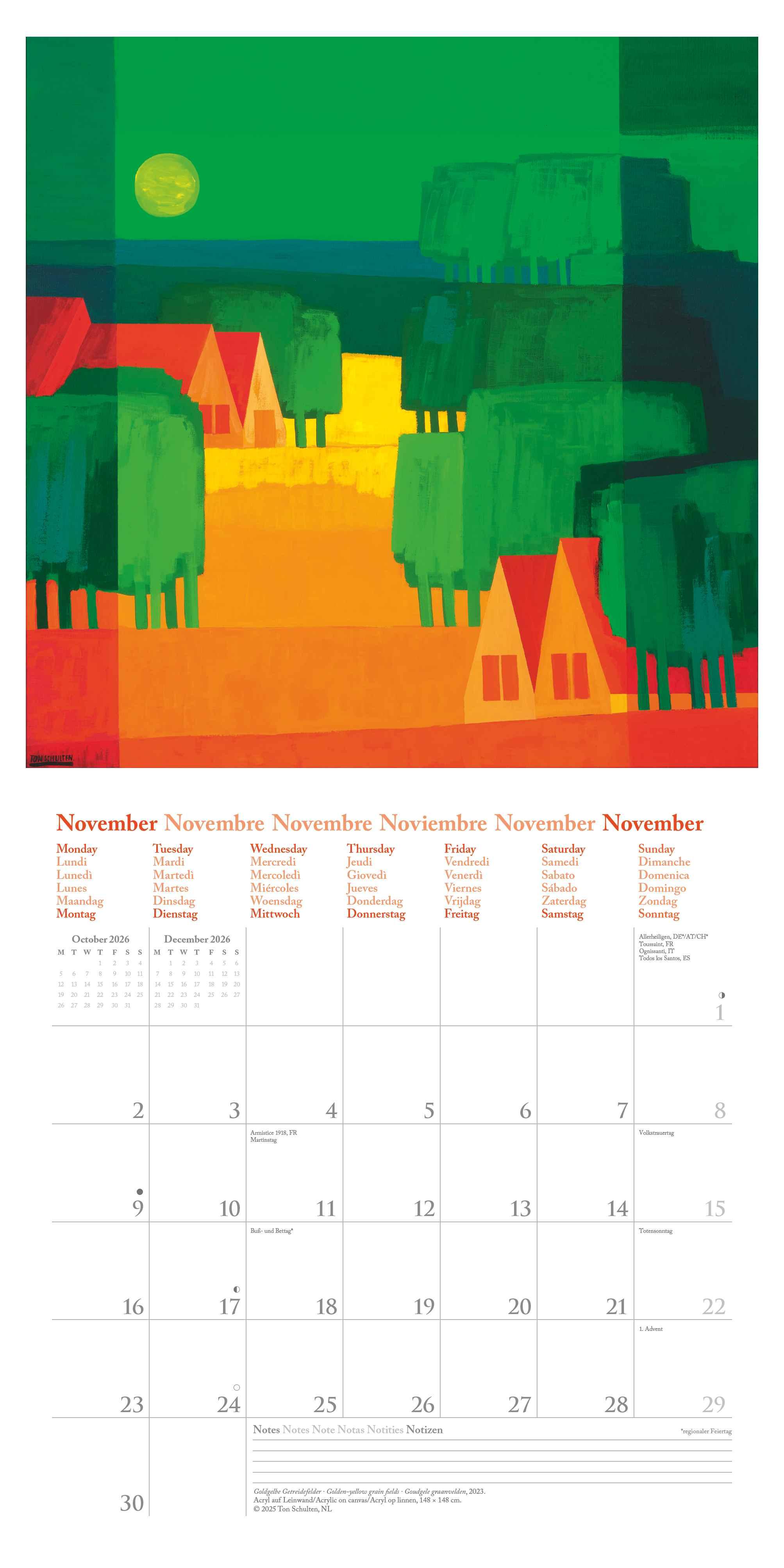 Beispielinhalt (Bild) Ton Schulten 2026 - Wand-Kalender - Broschüren-Kalender - 30x30 - 30x60 geöffnet - Kunst-Kalender