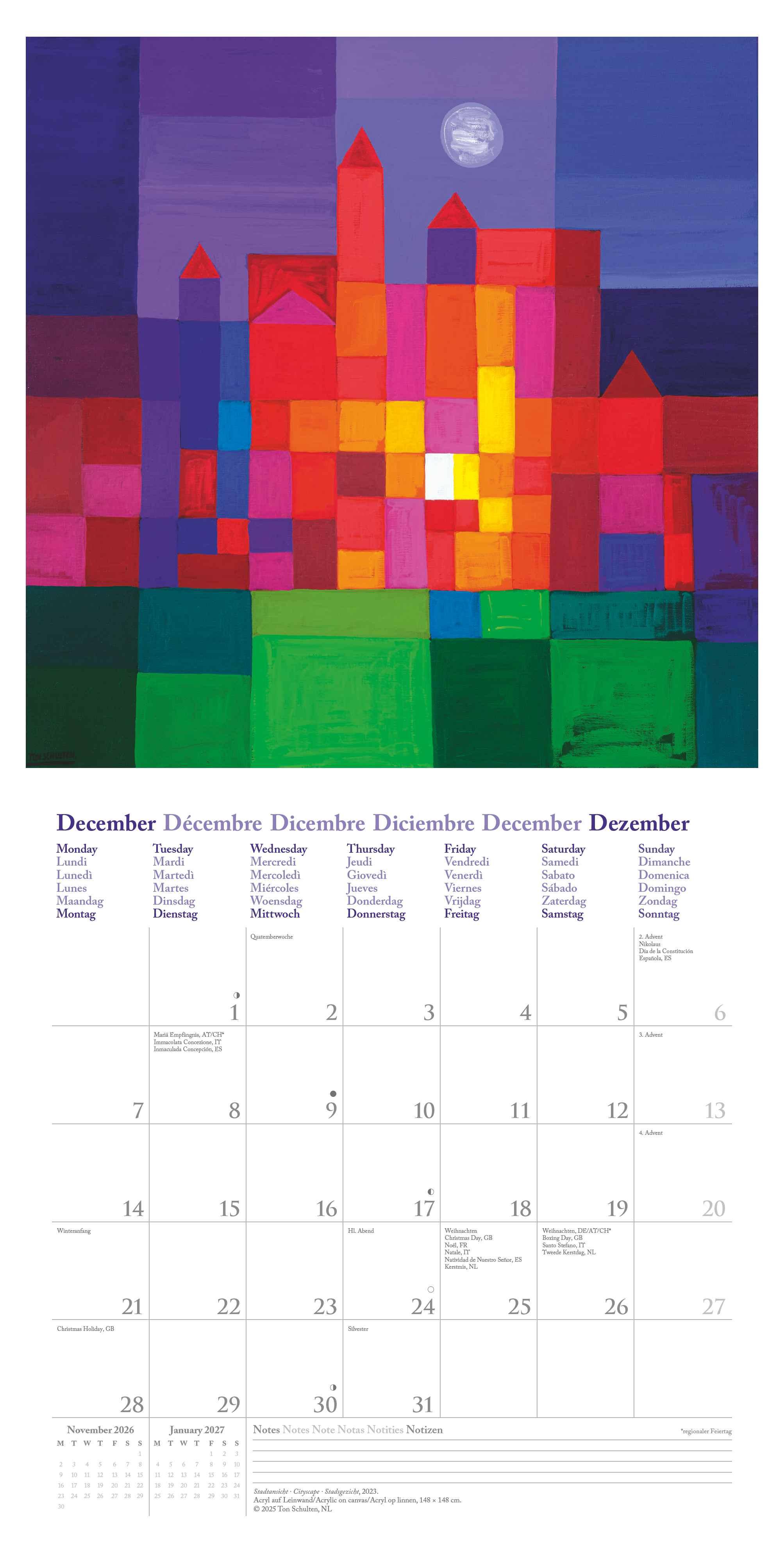 Beispielinhalt (Bild) Ton Schulten 2026 - Wand-Kalender - Broschüren-Kalender - 30x30 - 30x60 geöffnet - Kunst-Kalender