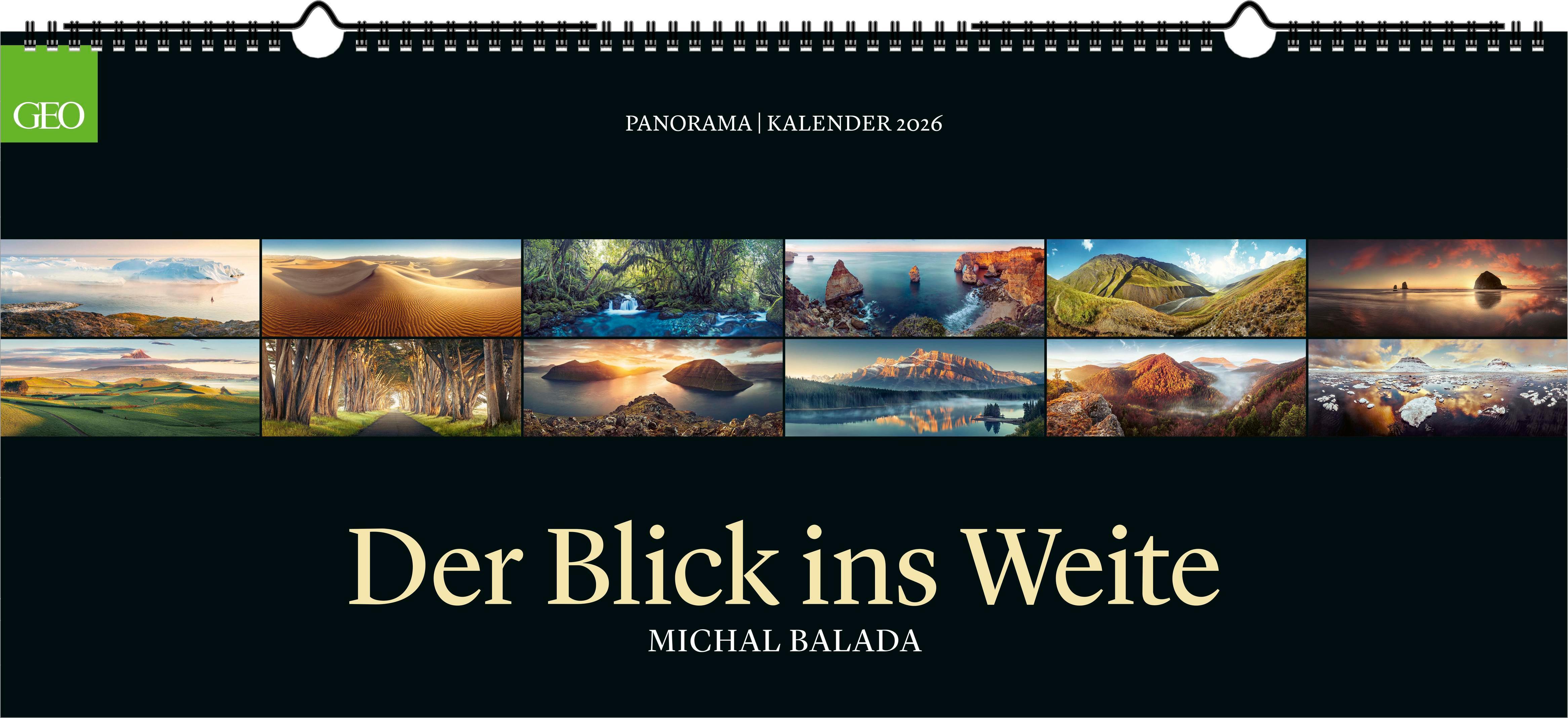 Vorderes Coverbild GEO Panorama: Der Blick ins Weite 2026 - Panorama-Kalender - Wand-Kalender - Großformat-Kalender - 137x60
