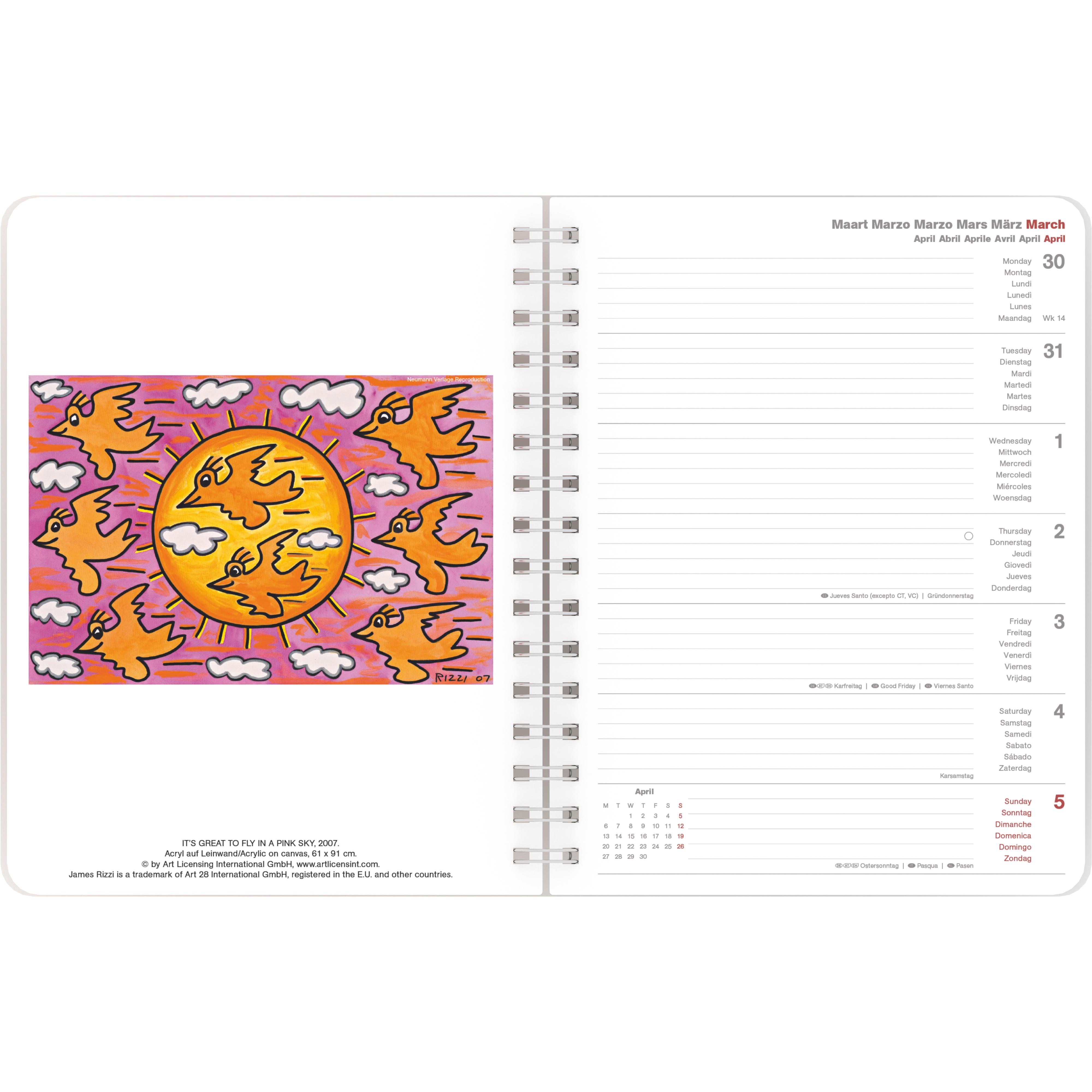 Beispielinhalt (Bild) James Rizzi 2026 - Diary - Buchkalender - Taschenkalender - Kunstkalender - 16,5x21,6