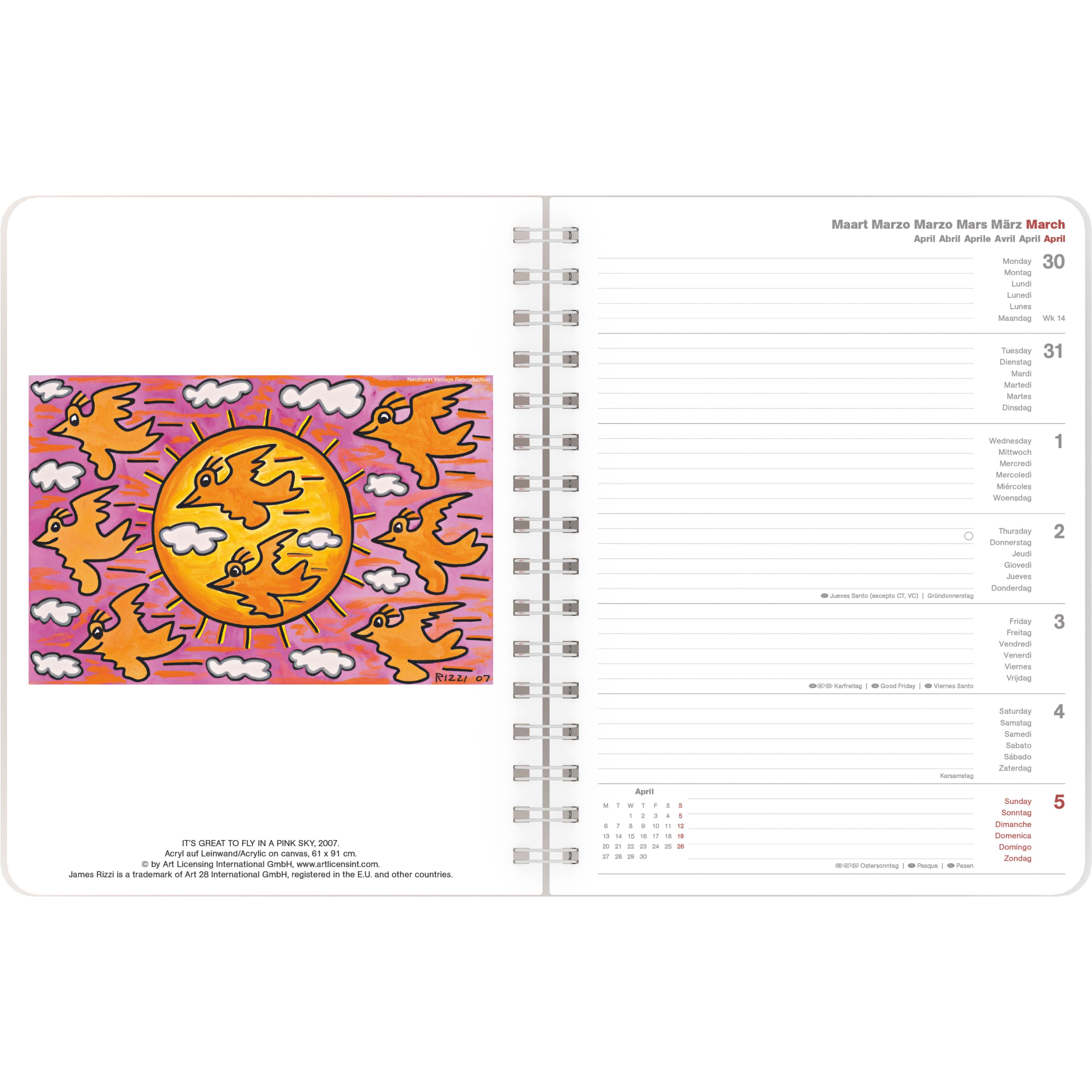 Beispielinhalt (Bild) James Rizzi 2026 - Diary - Buchkalender - Taschenkalender - Kunstkalender - 16,5x21,6