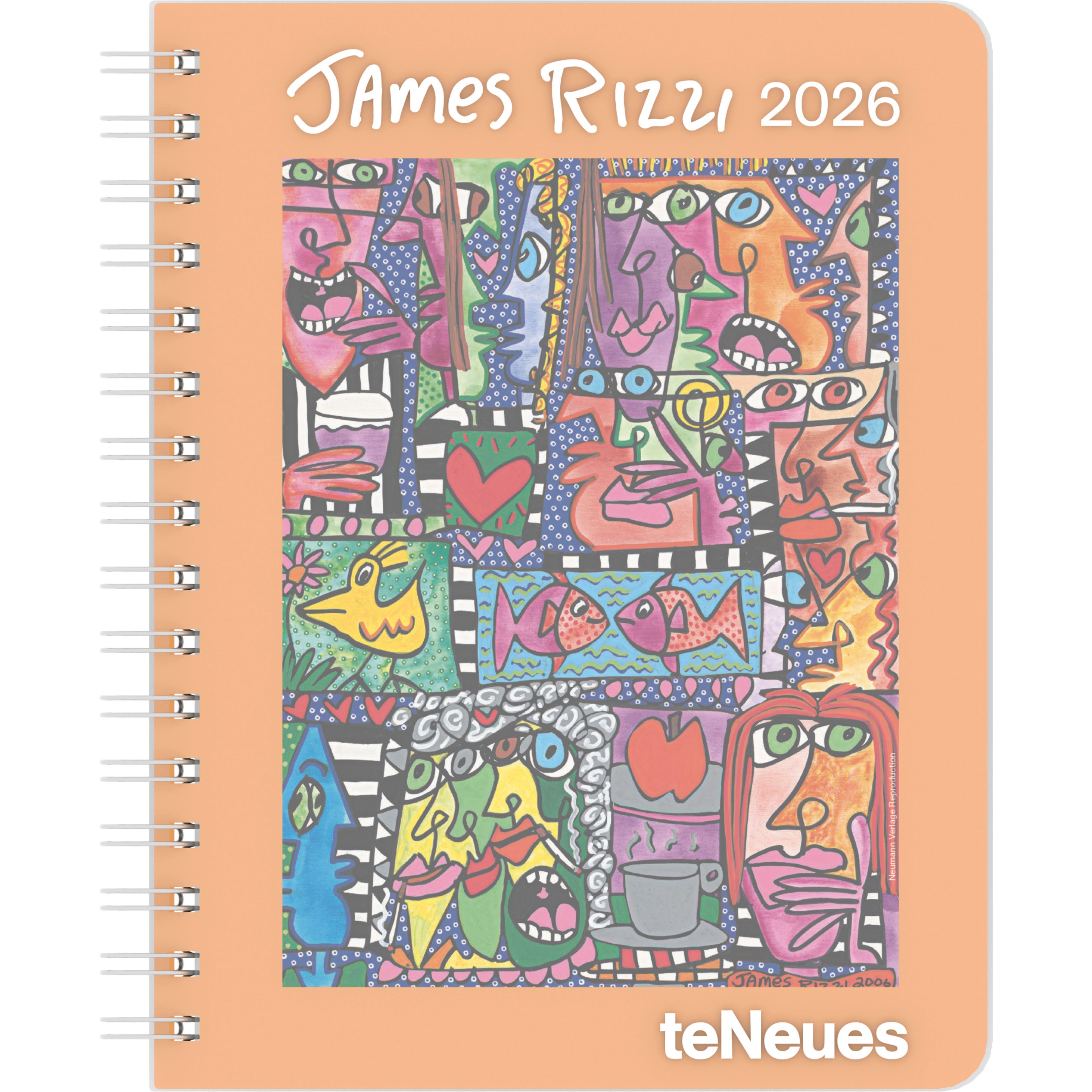 Vorderes Coverbild James Rizzi 2026 - Diary - Buchkalender - Taschenkalender - Kunstkalender - 16,5x21,6