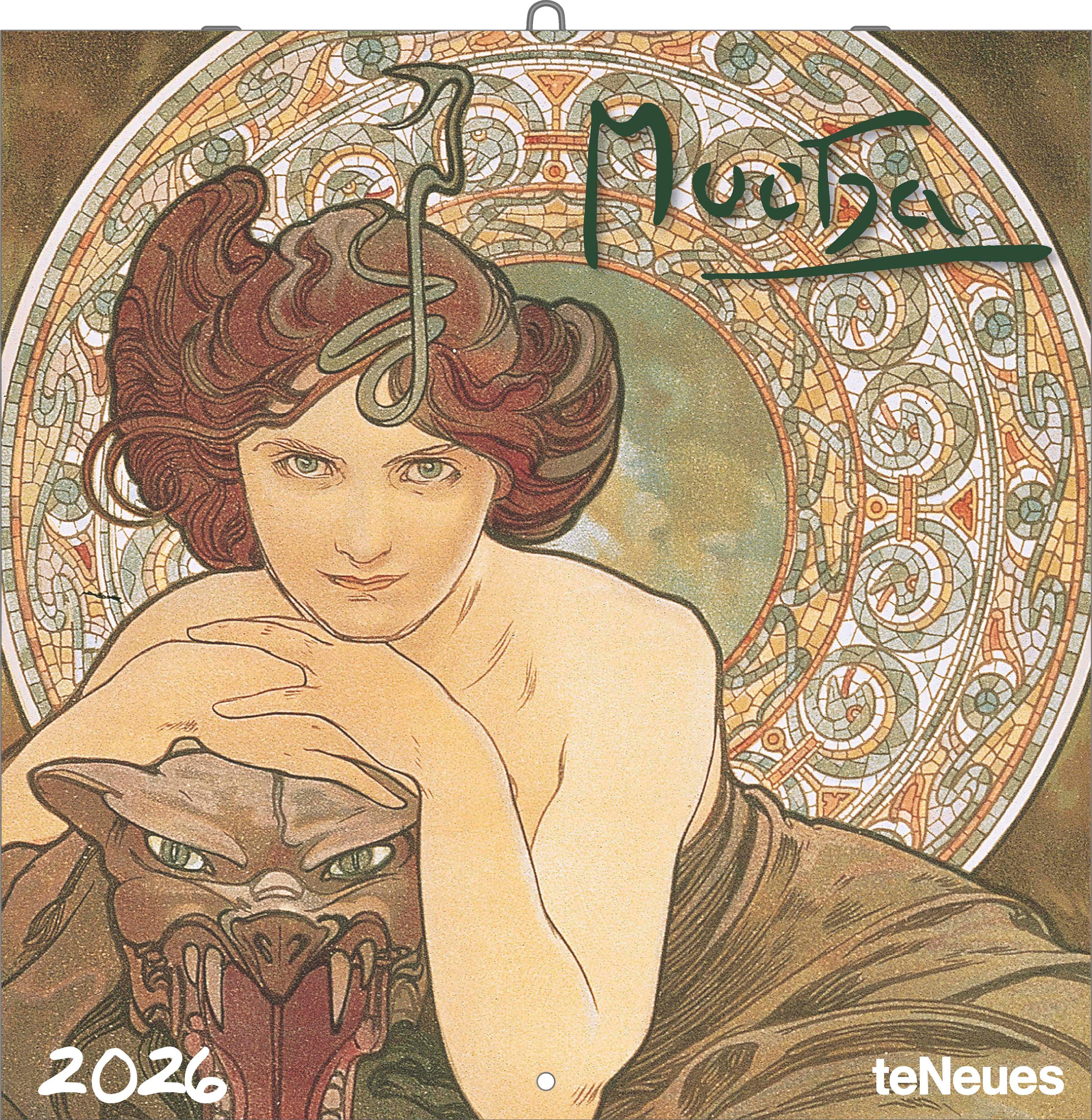 Vorderes Coverbild Mucha 2026 - Wand-Kalender - Broschüren-Kalender - 30x30 -30x60 geöffnet - Kunst-Kalender
