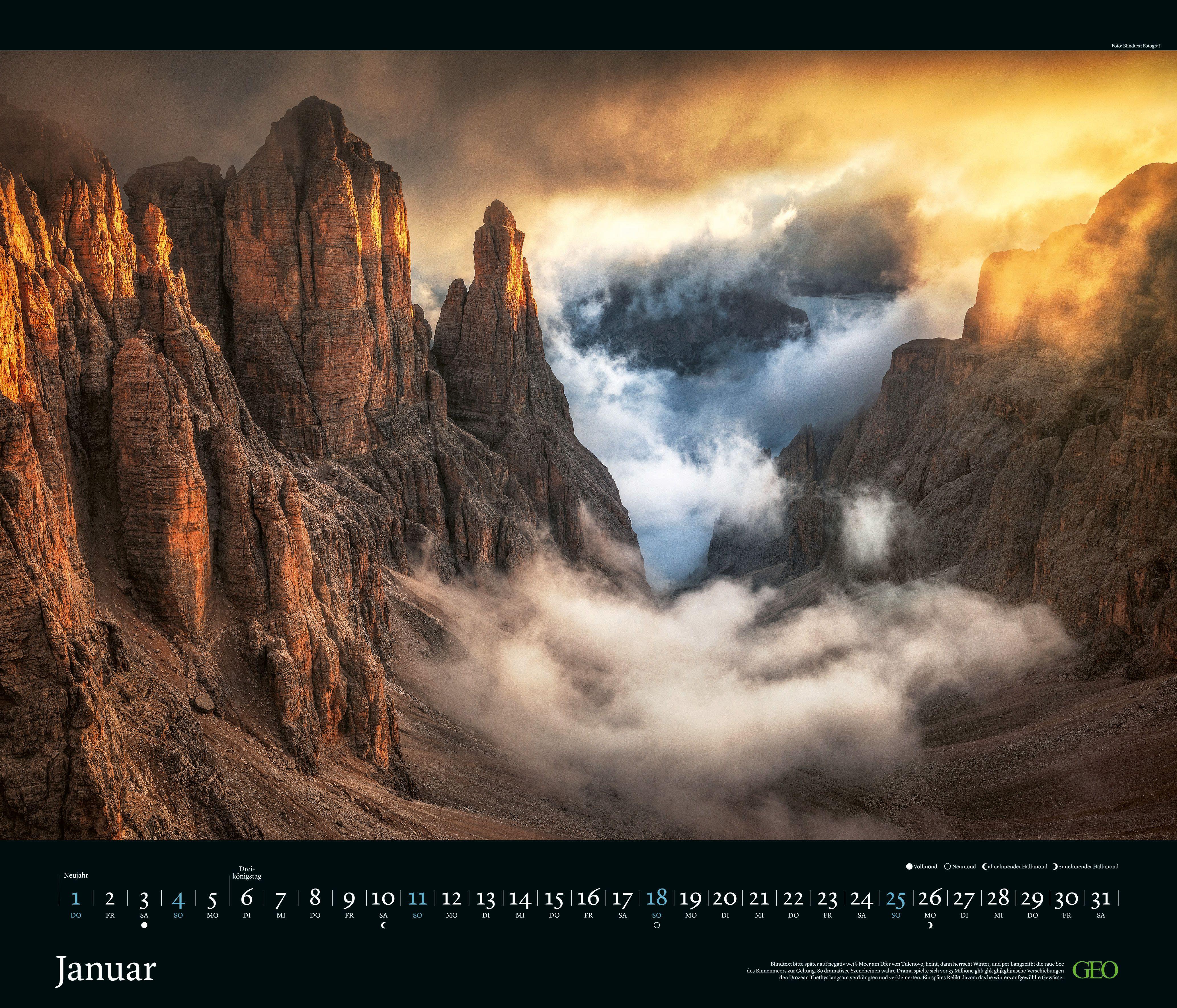 Beispielinhalt (Bild) GEO Edition: Kräfte der Natur 2026 - Wand-Kalender - Poster-Kalender - 70x60