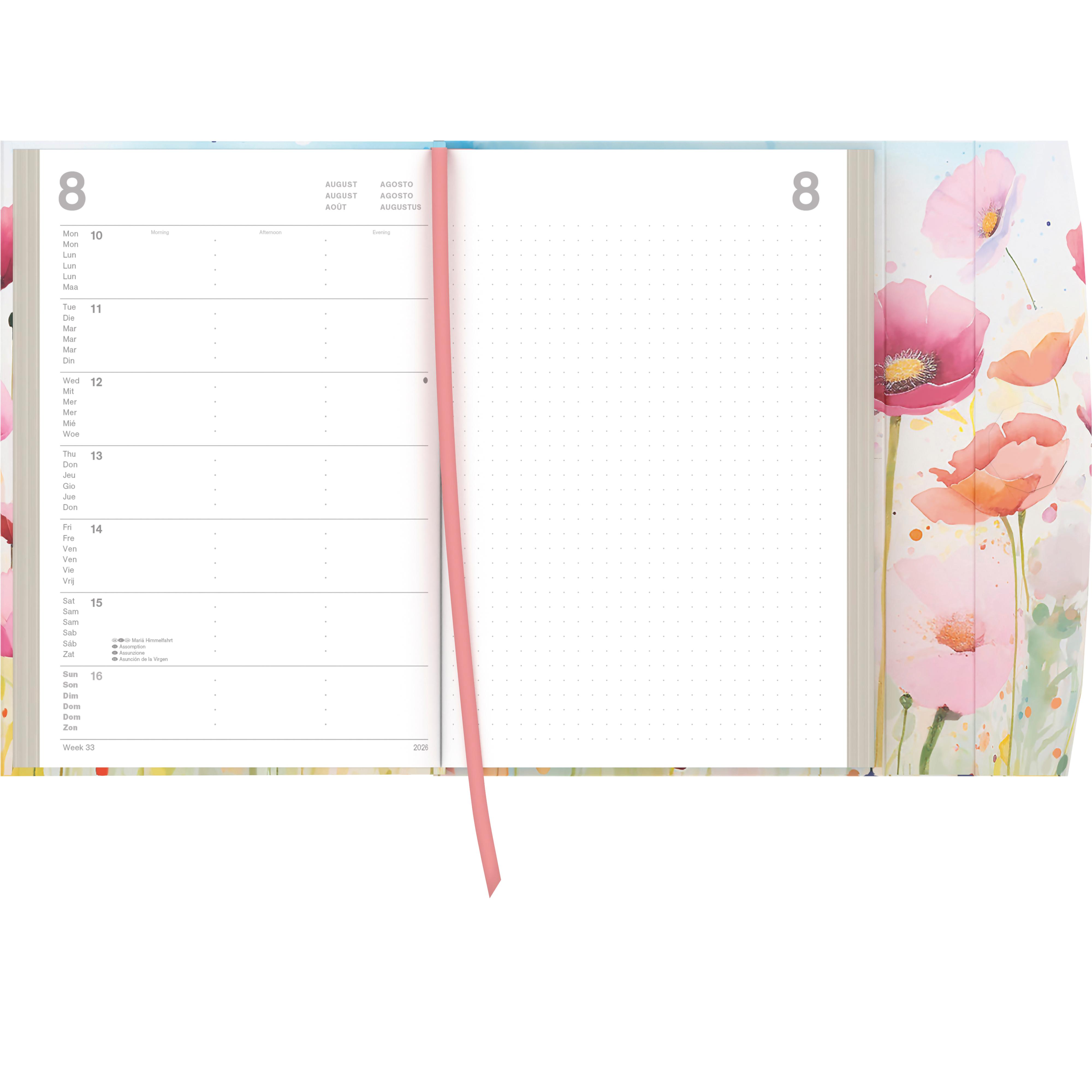 Beispielinhalt (Bild) Bright Flowers 2026 - Diary - Buchkalender - Taschenkalender - 16x22