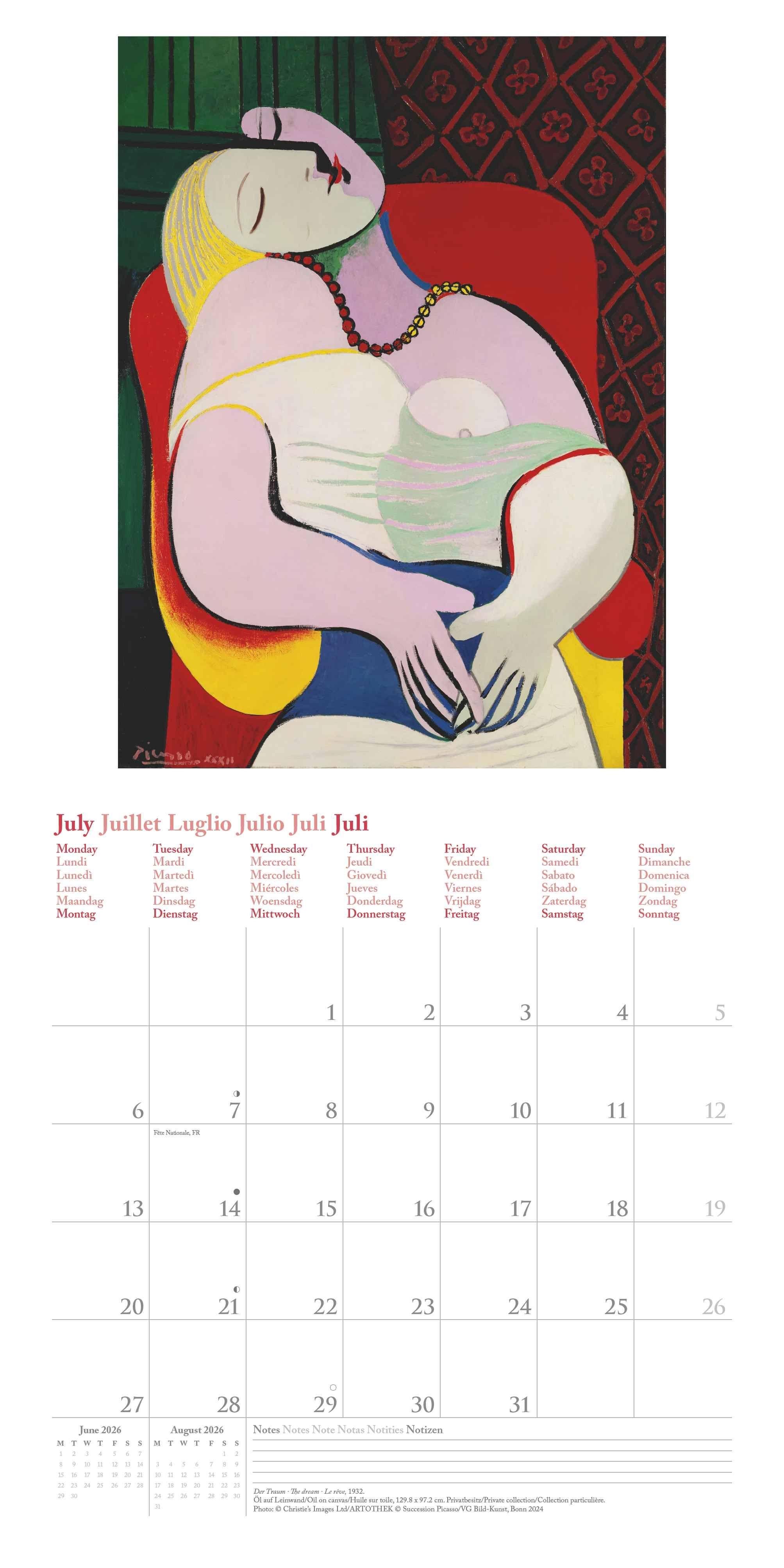 Beispielinhalt (Bild) Picasso 2026 - Wand-Kalender - Broschüren-Kalender - 30x30 - 30x60 geöffnet - Kunst-Kalender