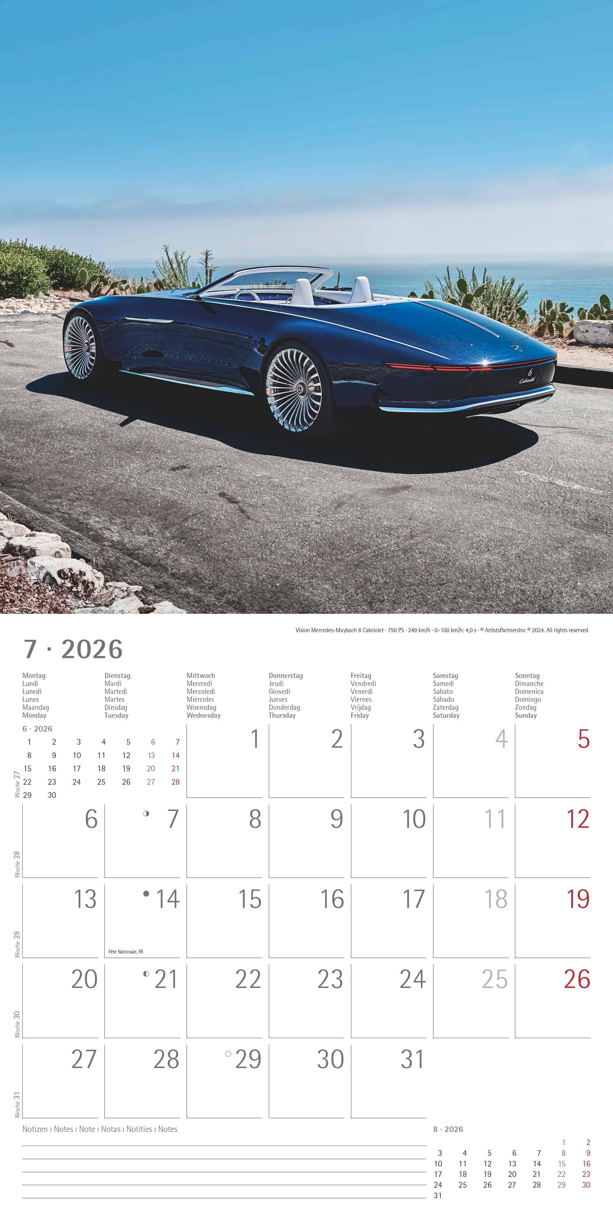 Beispielinhalt (Bild) High Speed 2026 - Broschürenkalender 30x30 cm (30x60 geöffnet) - Kalender mit Platz für Notizen - Bildkalender - Wandplaner - Technikkalender