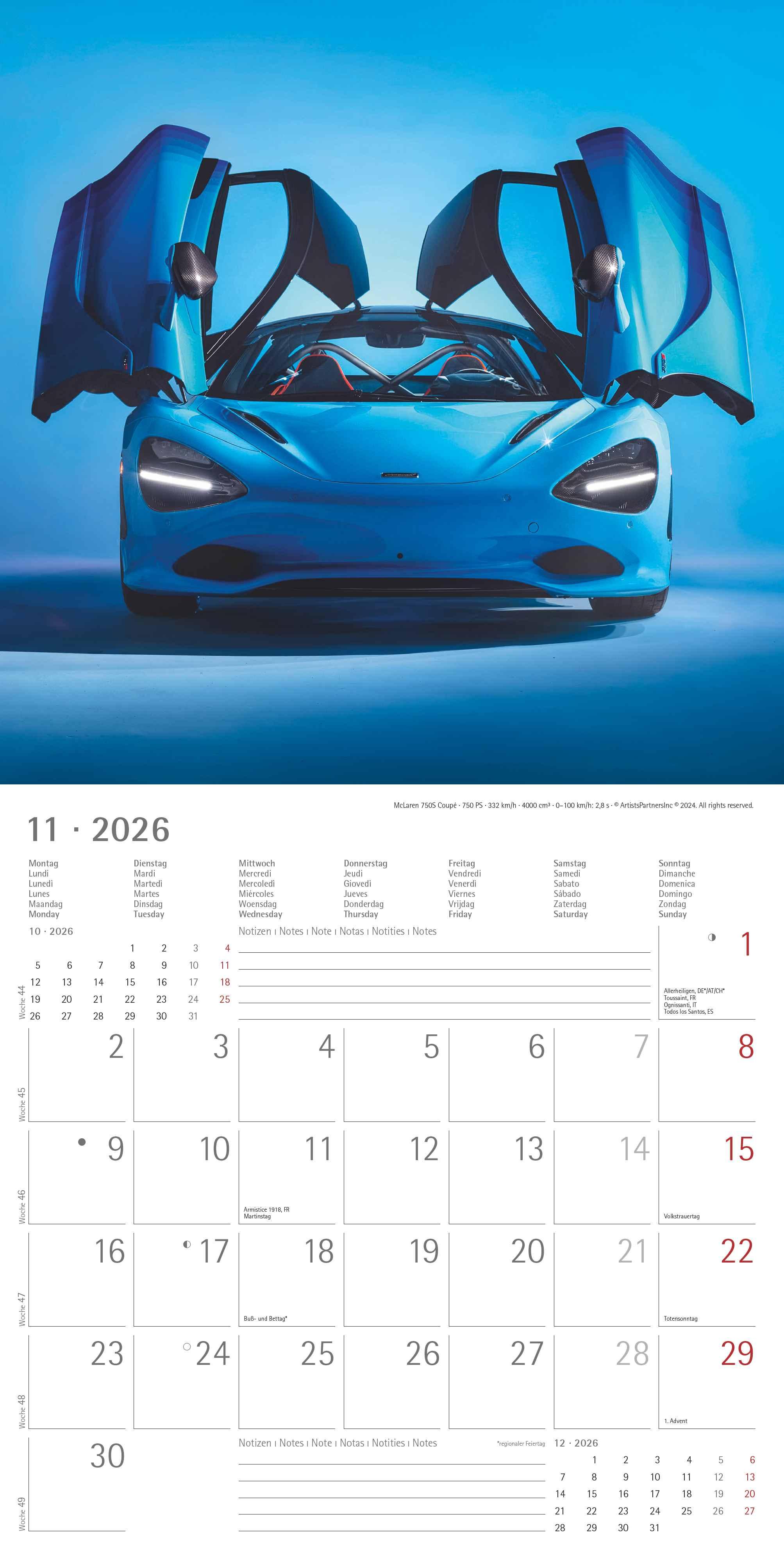 Beispielinhalt (Bild) High Speed 2026 - Broschürenkalender 30x30 cm (30x60 geöffnet) - Kalender mit Platz für Notizen - Bildkalender - Wandplaner - Technikkalender
