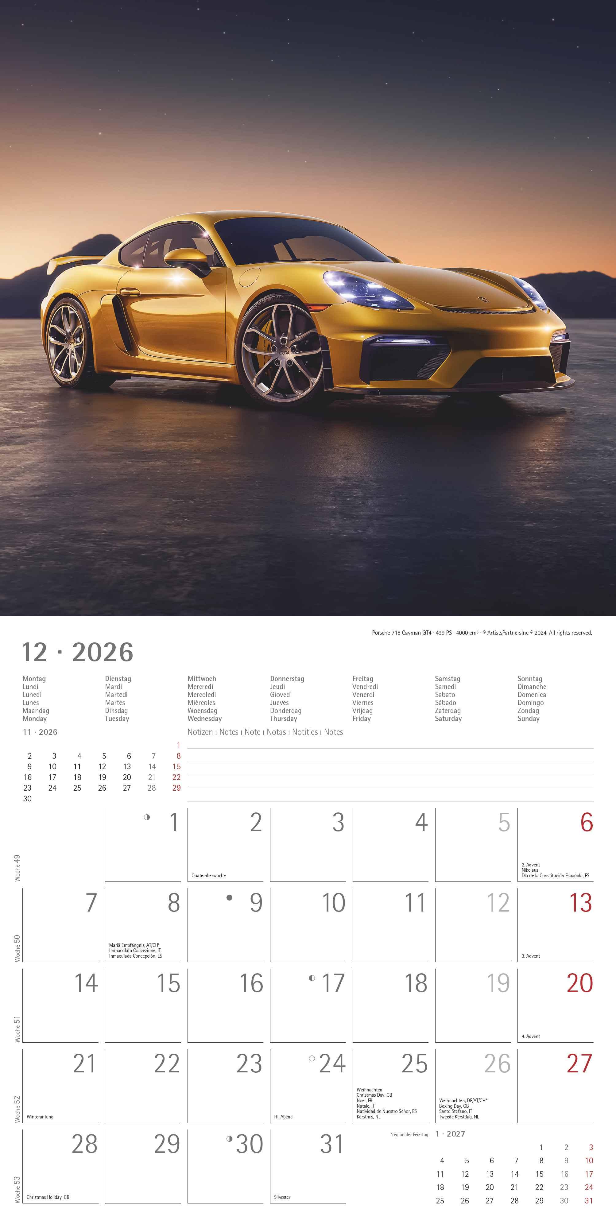 Beispielinhalt (Bild) High Speed 2026 - Broschürenkalender 30x30 cm (30x60 geöffnet) - Kalender mit Platz für Notizen - Bildkalender - Wandplaner - Technikkalender
