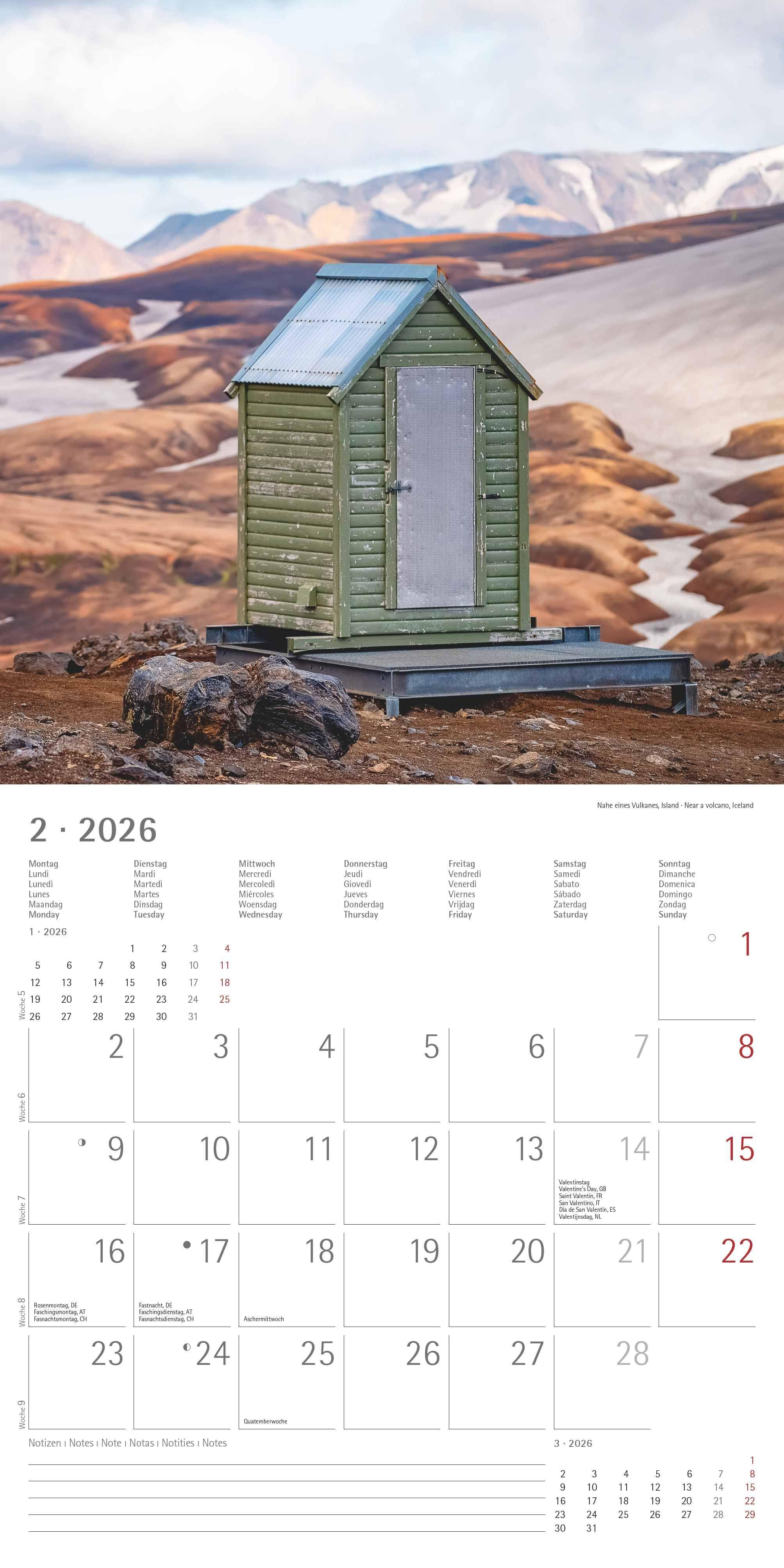 Beispielinhalt (Bild) Toilets Around the World 2026 - Wand-Kalender - Broschüren-Kalender - 30x30 - 30x60 geöffnet - Toiletten-Kalender