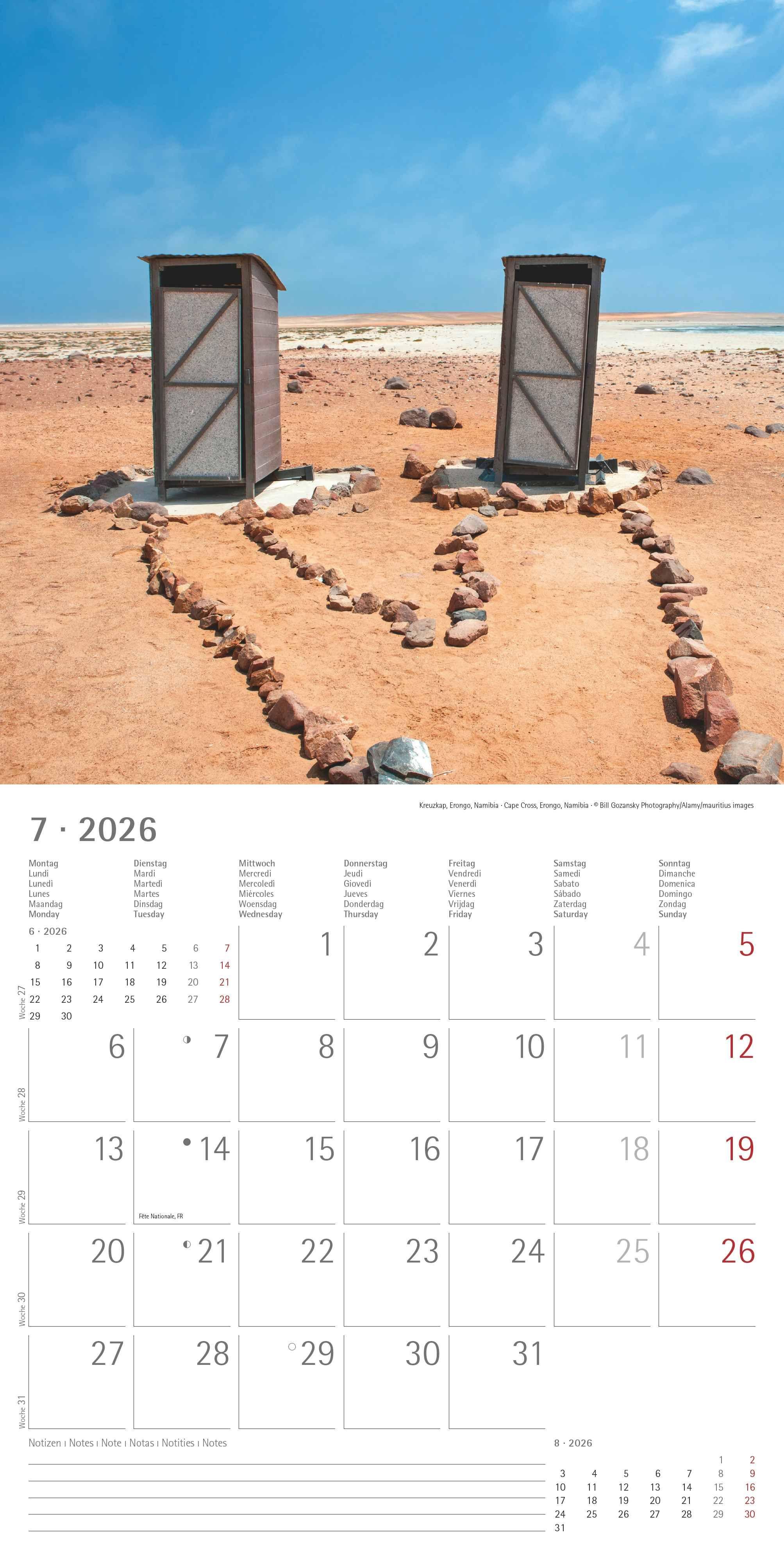 Beispielinhalt (Bild) Toilets Around the World 2026 - Wand-Kalender - Broschüren-Kalender - 30x30 - 30x60 geöffnet - Toiletten-Kalender