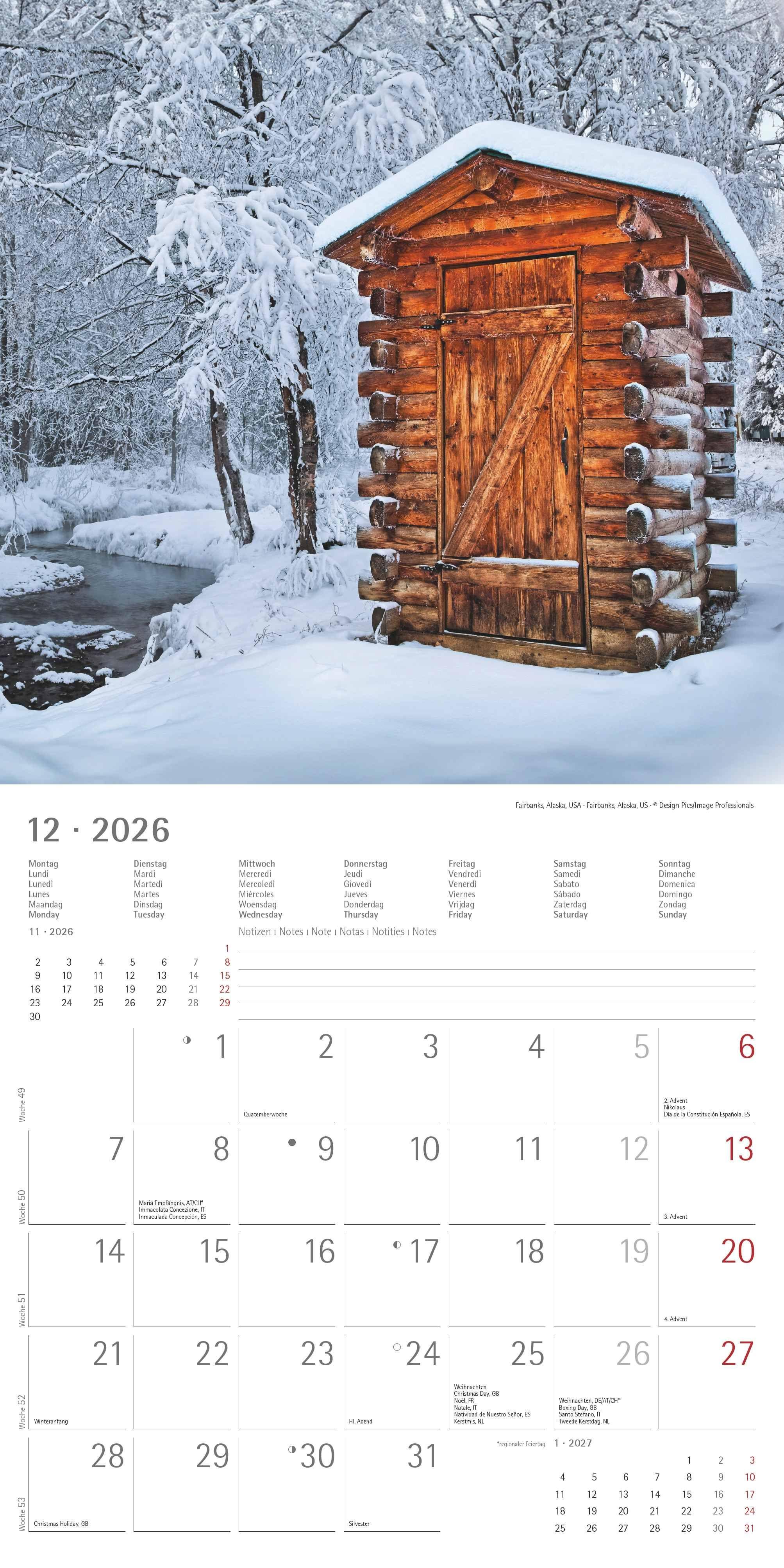 Beispielinhalt (Bild) Toilets Around the World 2026 - Wand-Kalender - Broschüren-Kalender - 30x30 - 30x60 geöffnet - Toiletten-Kalender