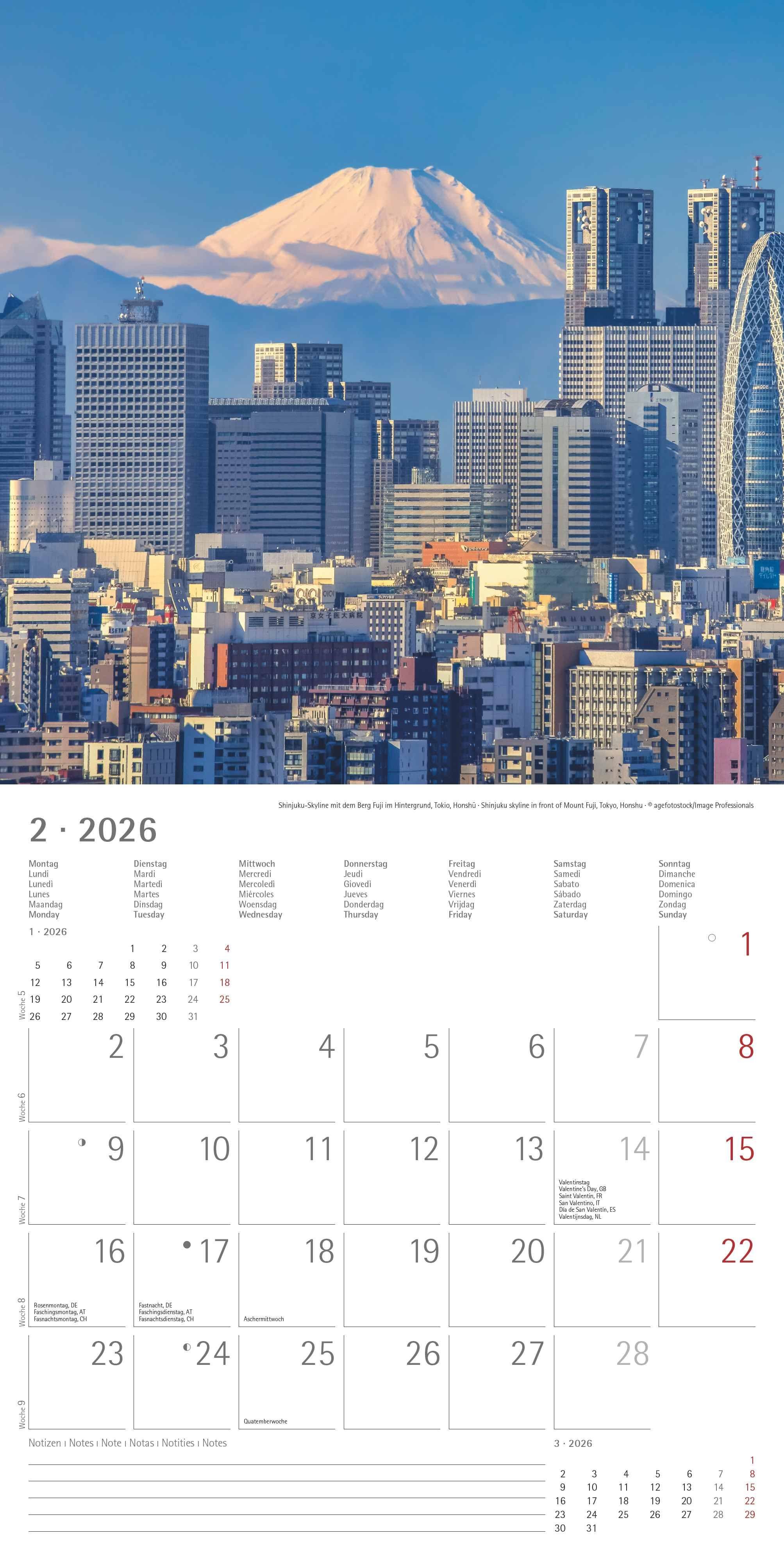 Beispielinhalt (Bild) Japan 2026 - Wand-Kalender - Broschüren-Kalender - 30x30 - 30x60 geöffnet - Reise-Kalender