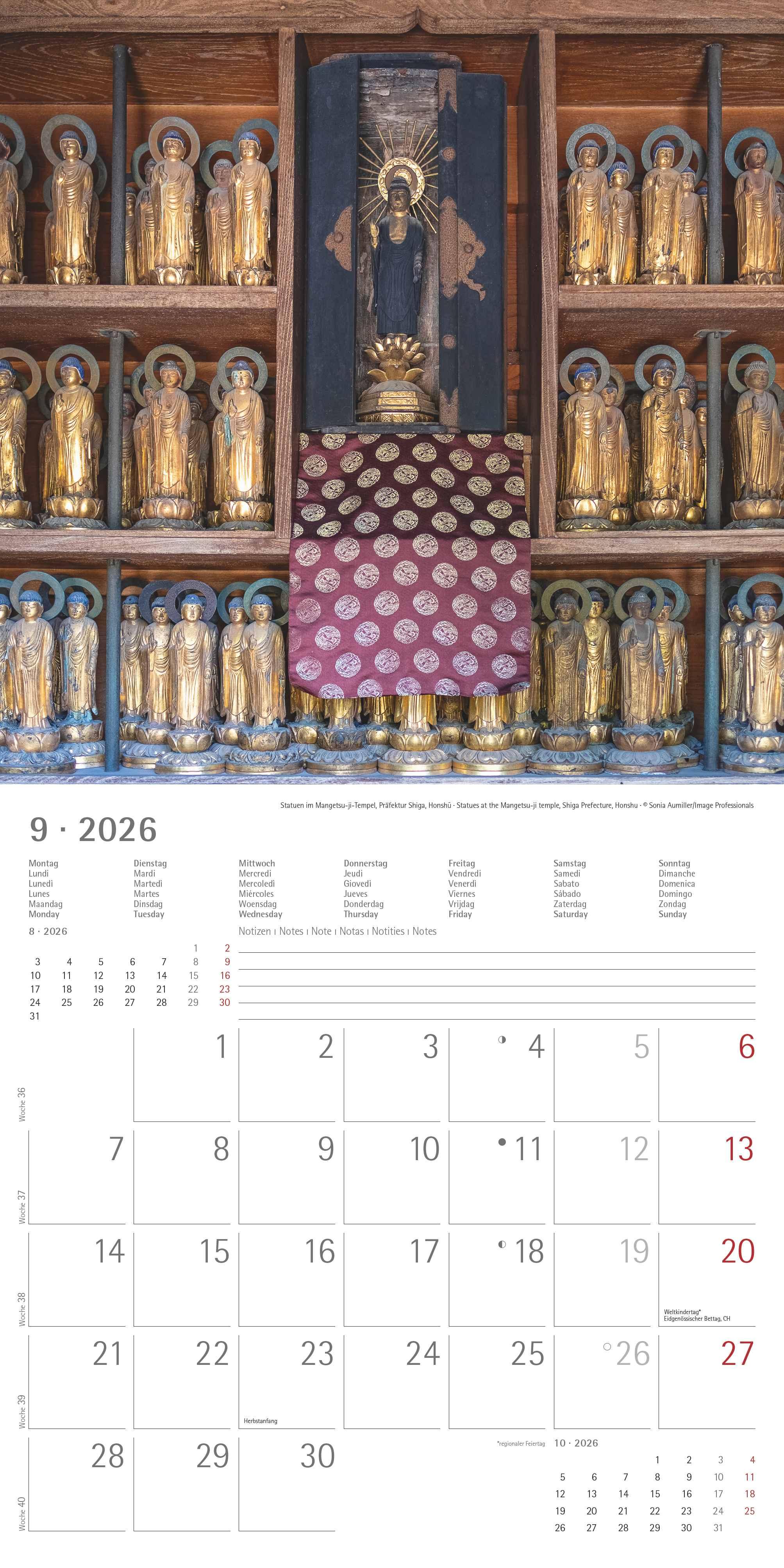 Beispielinhalt (Bild) Japan 2026 - Wand-Kalender - Broschüren-Kalender - 30x30 - 30x60 geöffnet - Reise-Kalender