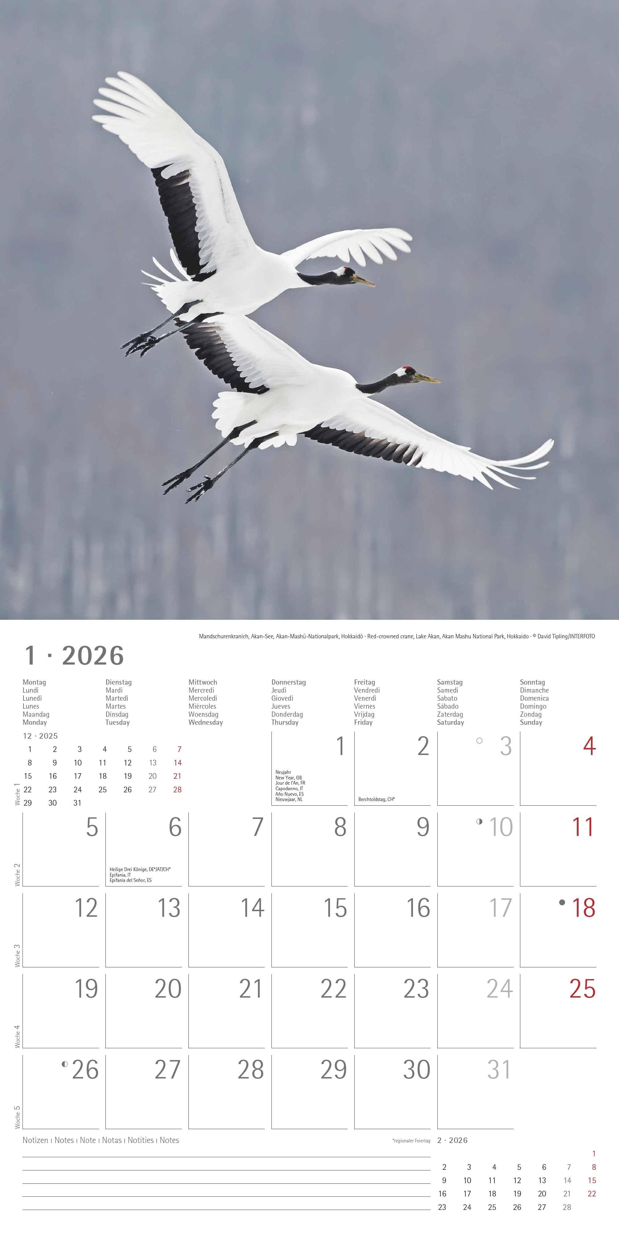 Beispielinhalt (Bild) Japan 2026 - Wand-Kalender - Broschüren-Kalender - 30x30 - 30x60 geöffnet - Reise-Kalender