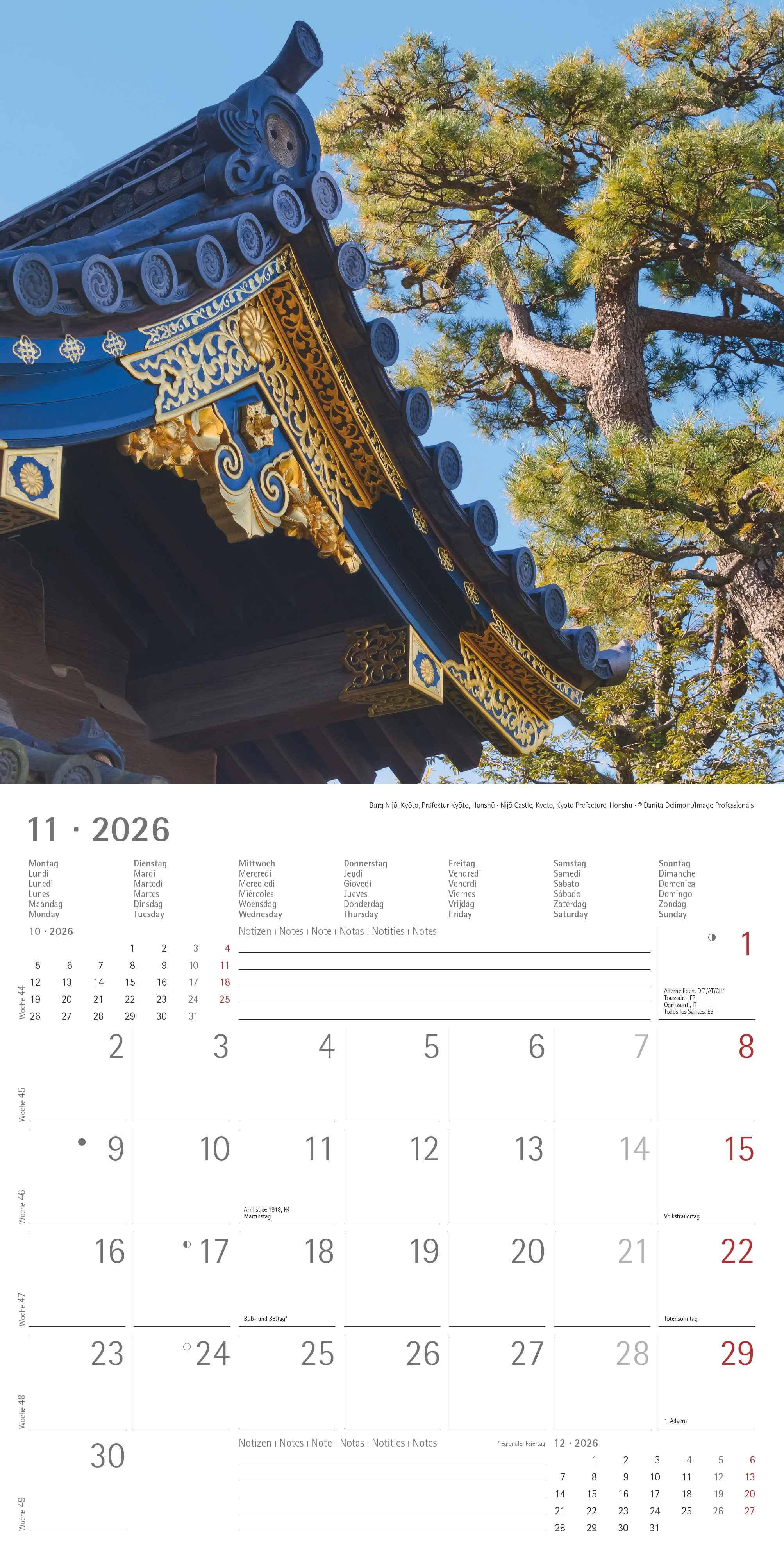 Beispielinhalt (Bild) Japan 2026 - Wand-Kalender - Broschüren-Kalender - 30x30 - 30x60 geöffnet - Reise-Kalender