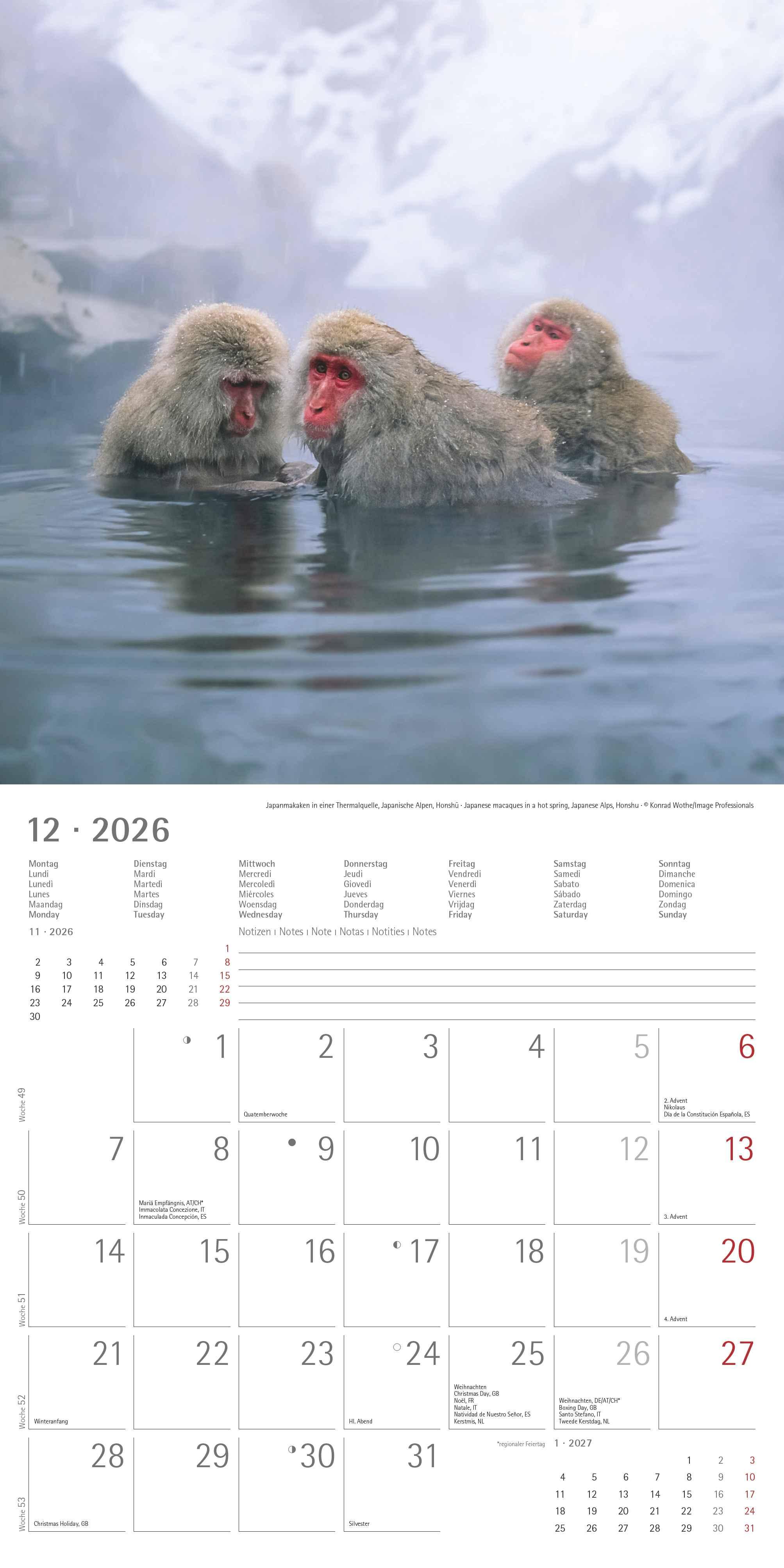 Beispielinhalt (Bild) Japan 2026 - Wand-Kalender - Broschüren-Kalender - 30x30 - 30x60 geöffnet - Reise-Kalender