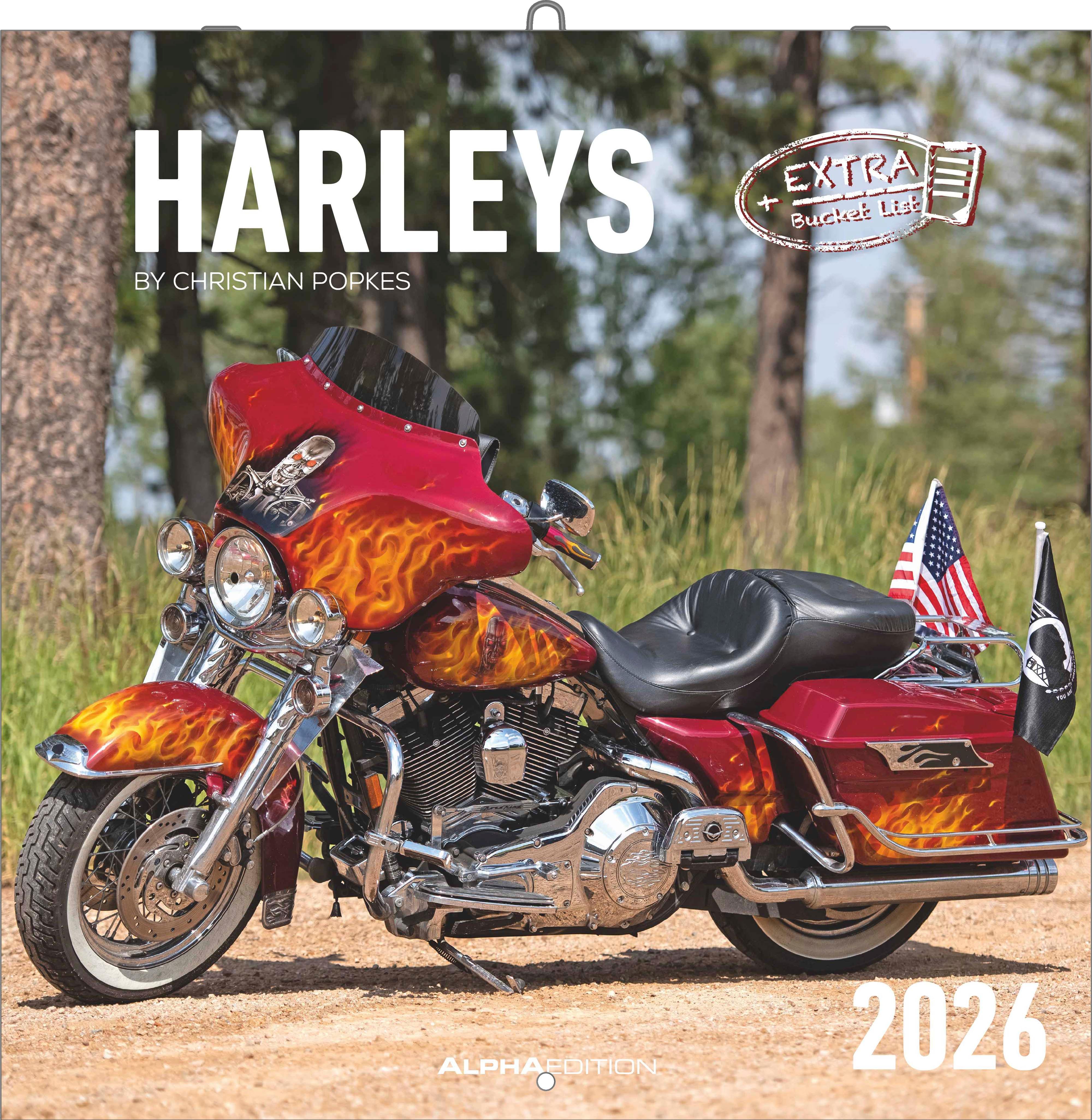 Vorderes Coverbild Harleys 2026 - Broschürenkalender 30x30 cm (30x60 geöffnet) - Kalender mit Platz für Notizen - Motorräder - Bildkalender - Wandplaner - Harley-Davidson