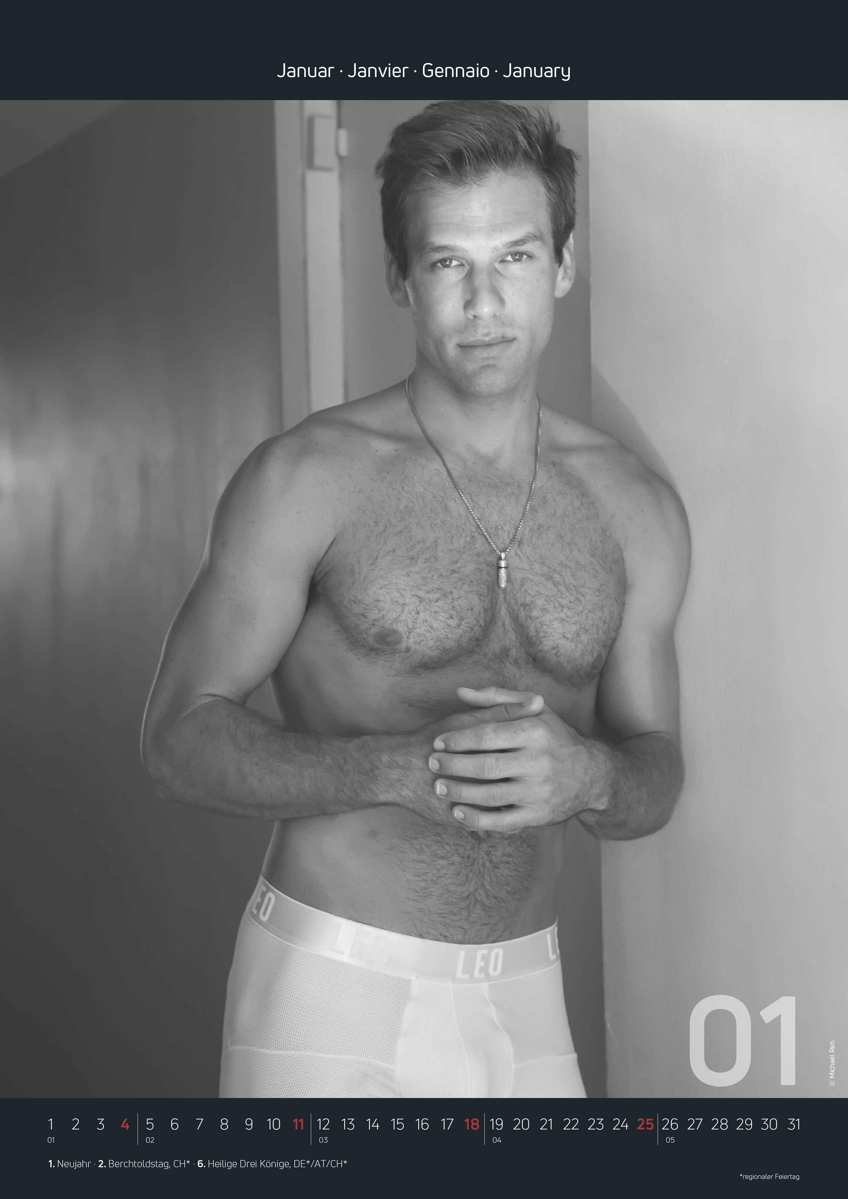 Beispielinhalt (Bild) Men 2026 - Bildkalender 29,7x42 cm - Männer - erotischer Kalender - hochwertiger Erotikkalender - schwarz-weiß - Wandplaner - Wandkalender