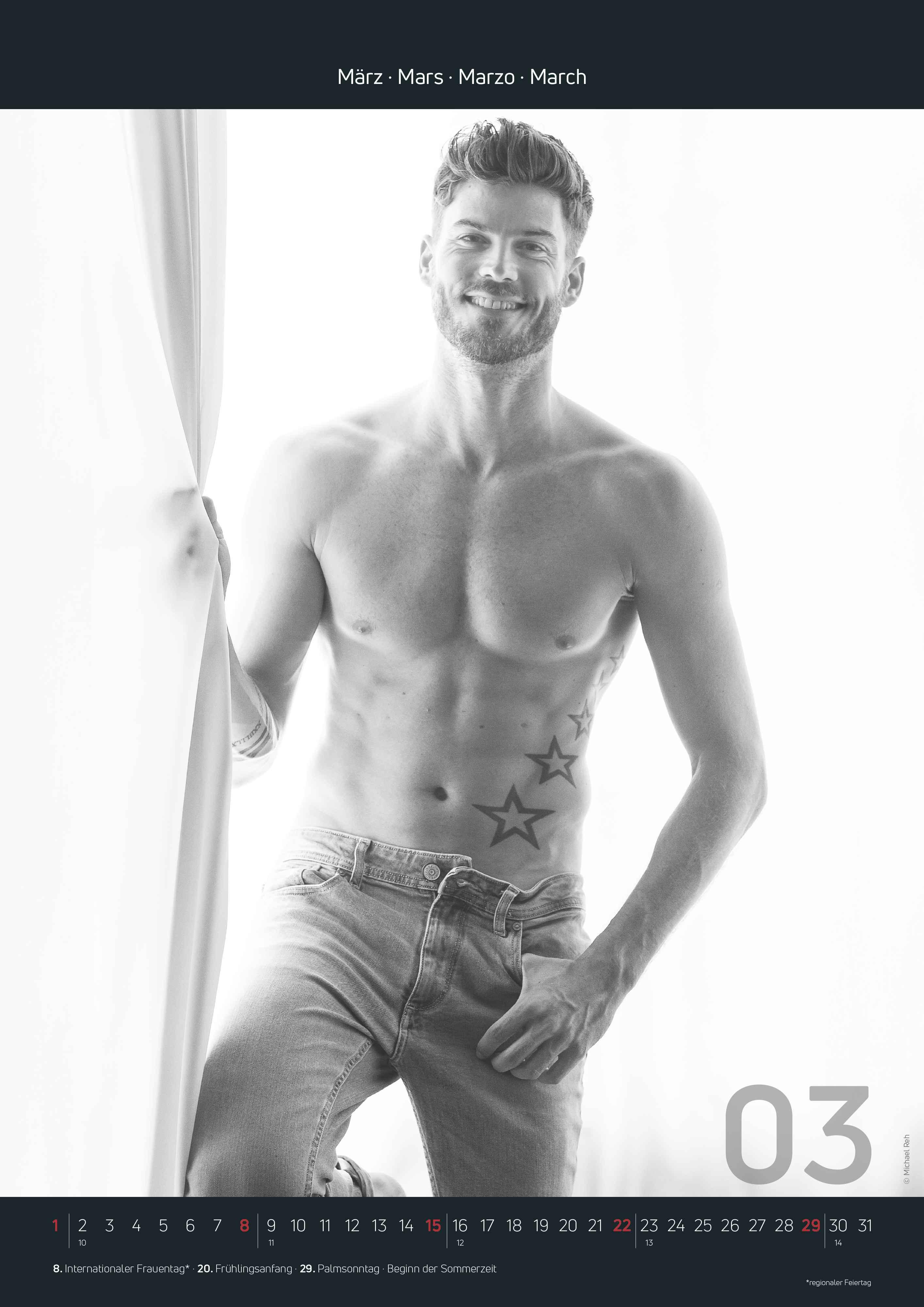Beispielinhalt (Bild) Men 2026 - Bildkalender 29,7x42 cm - Männer - erotischer Kalender - hochwertiger Erotikkalender - schwarz-weiß - Wandplaner - Wandkalender