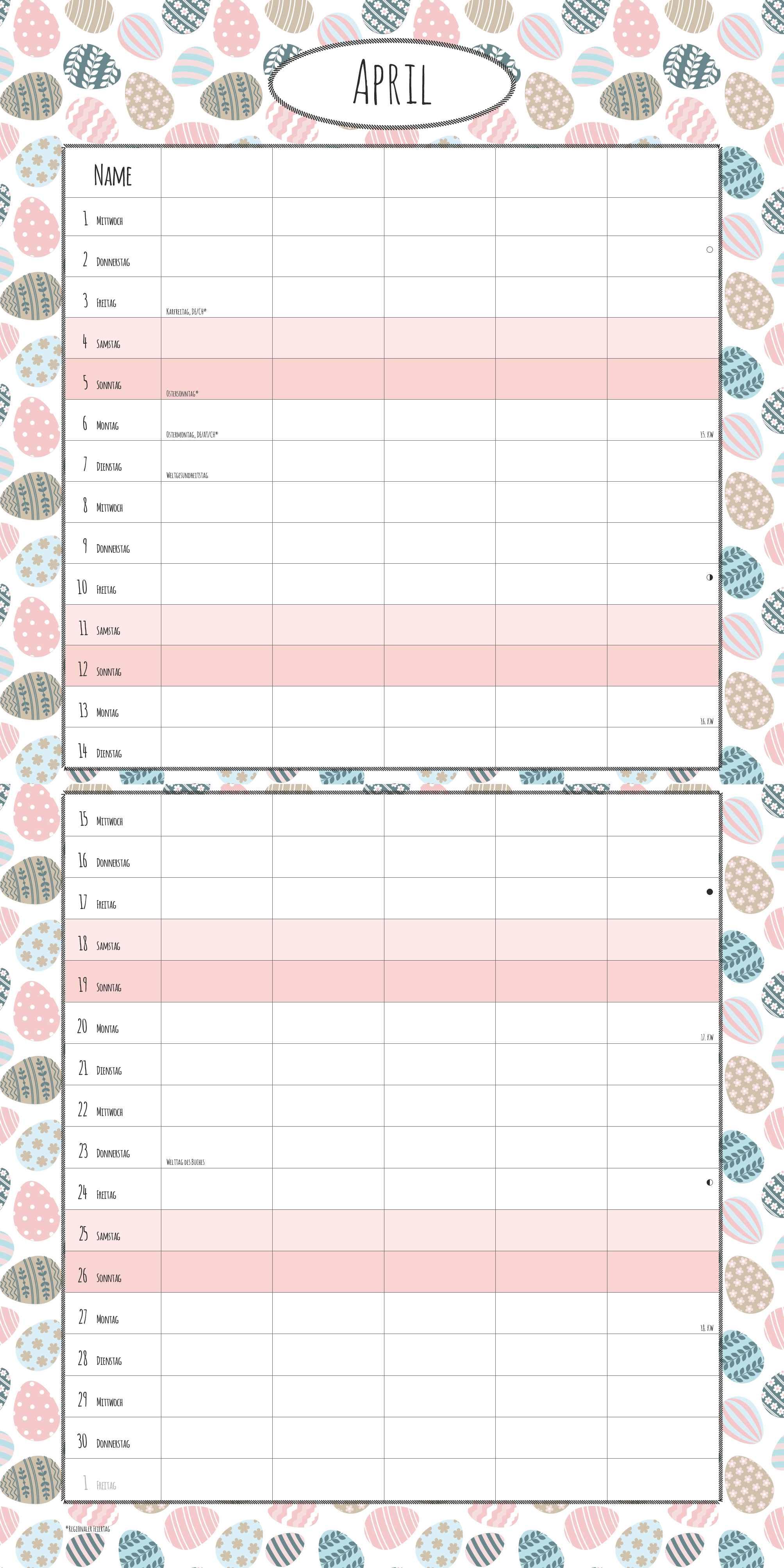 Beispielinhalt (Bild) Familienplaner Deluxe 2026 - Broschürenkalender 30x30 cm (30x60 geöffnet) - Kalender mit Platz für Notizen - 5 Spalten - Bildkalender - Wandkalender