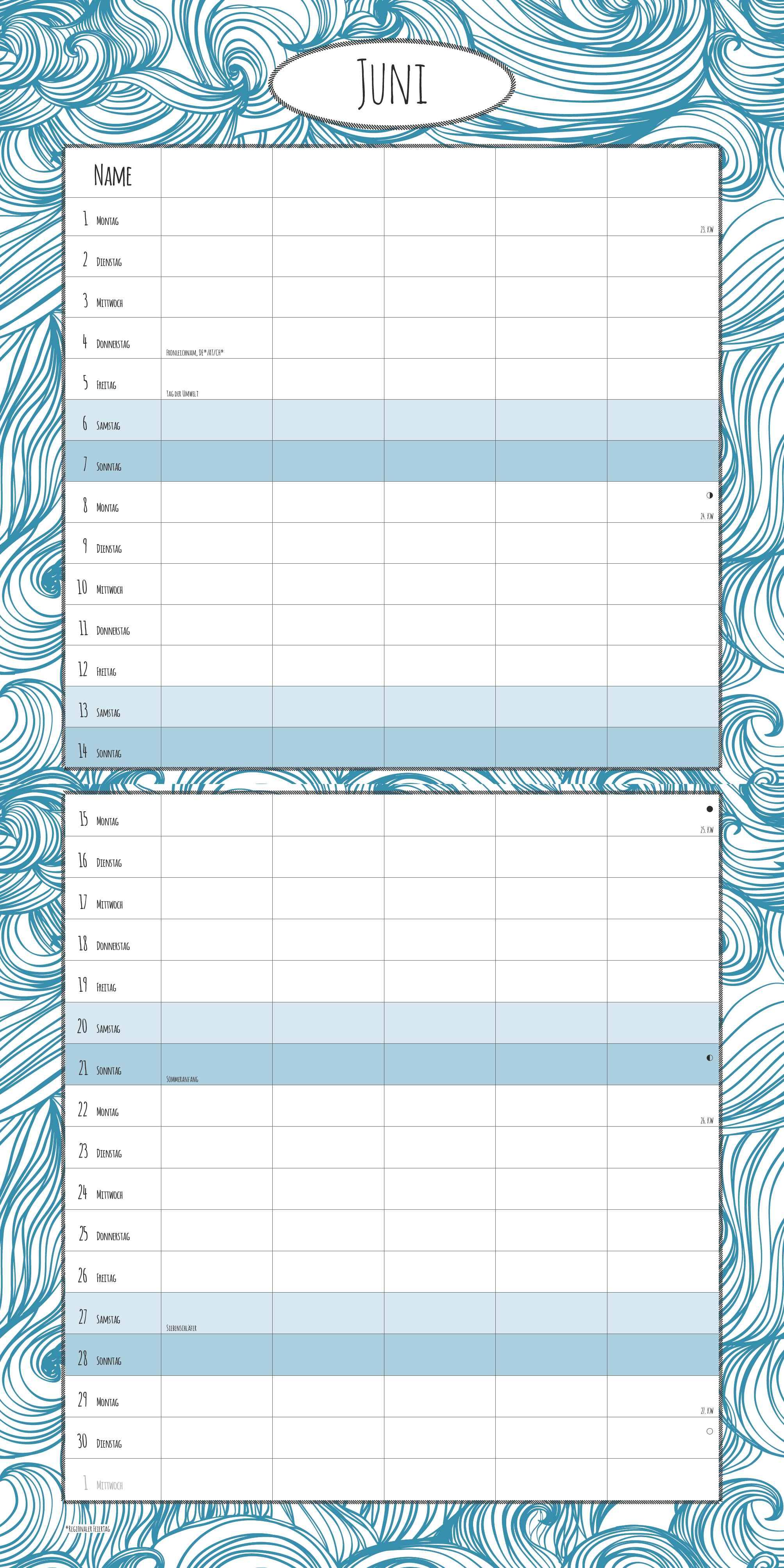 Beispielinhalt (Bild) Familienplaner Deluxe 2026 - Broschürenkalender 30x30 cm (30x60 geöffnet) - Kalender mit Platz für Notizen - 5 Spalten - Bildkalender - Wandkalender