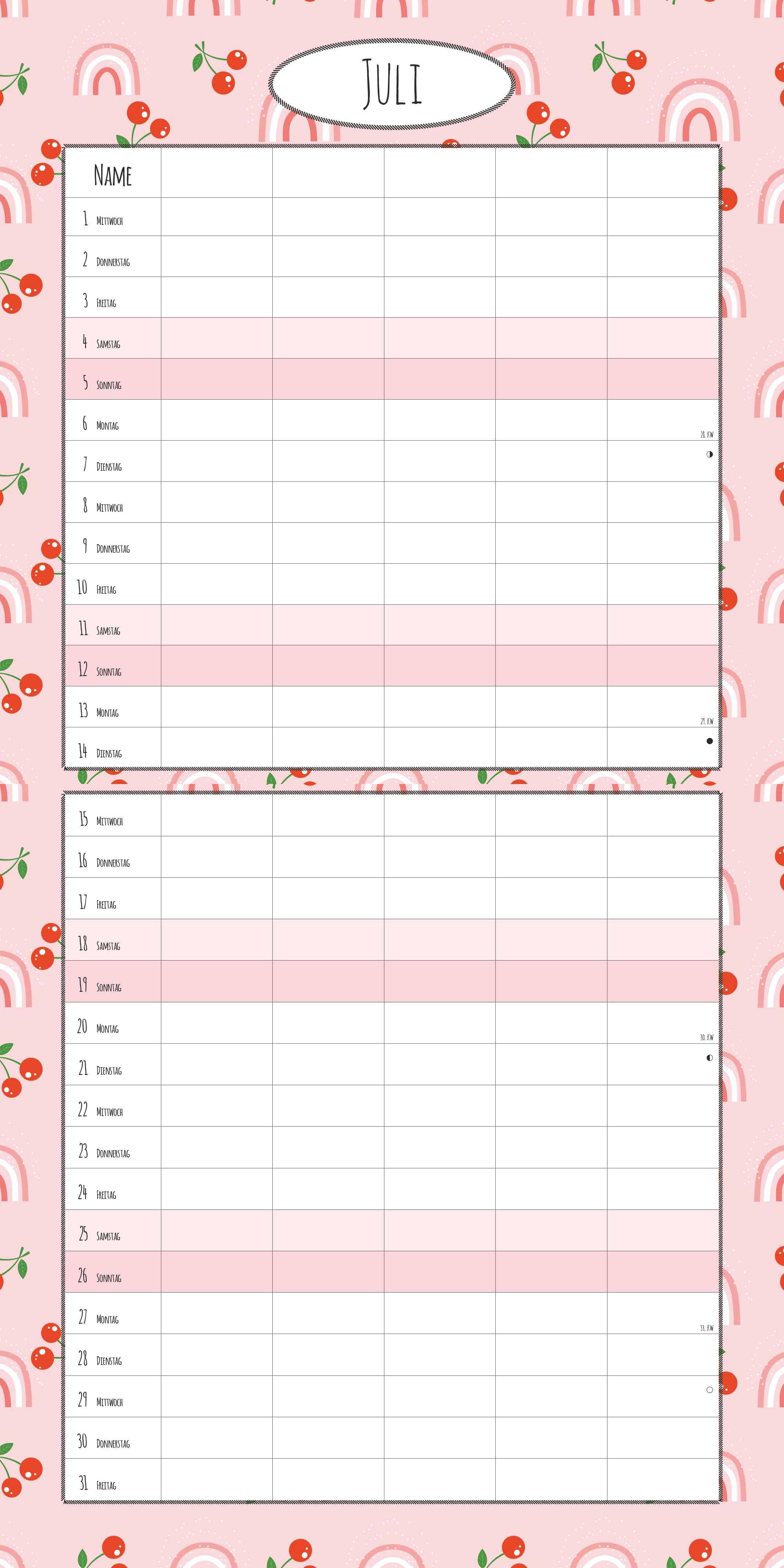 Beispielinhalt (Bild) Familienplaner Deluxe 2026 - Broschürenkalender 30x30 cm (30x60 geöffnet) - Kalender mit Platz für Notizen - 5 Spalten - Bildkalender - Wandkalender