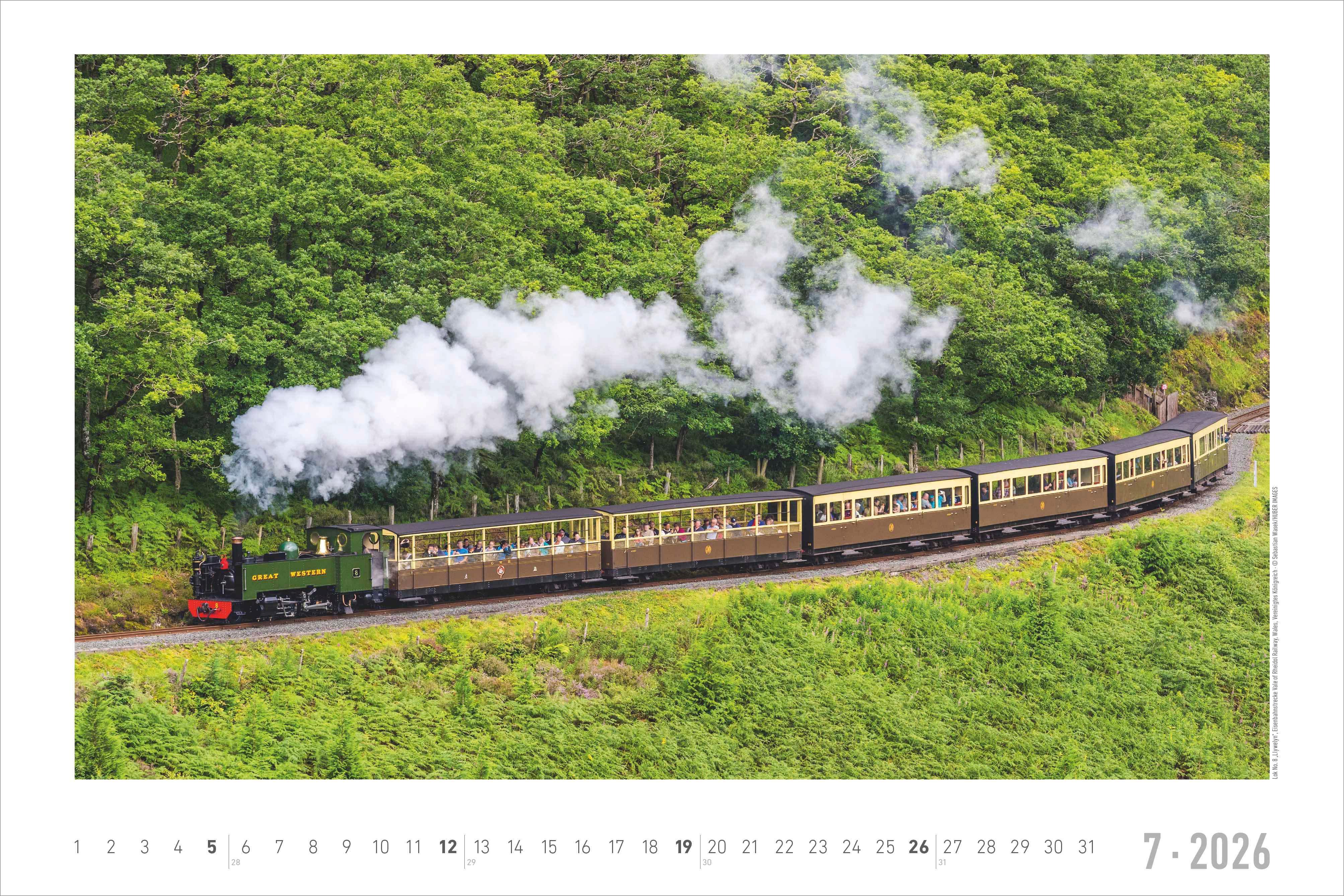 Beispielinhalt (Bild) Faszinierende Dampfloks 2026 - Bildkalender 49,5x33 cm