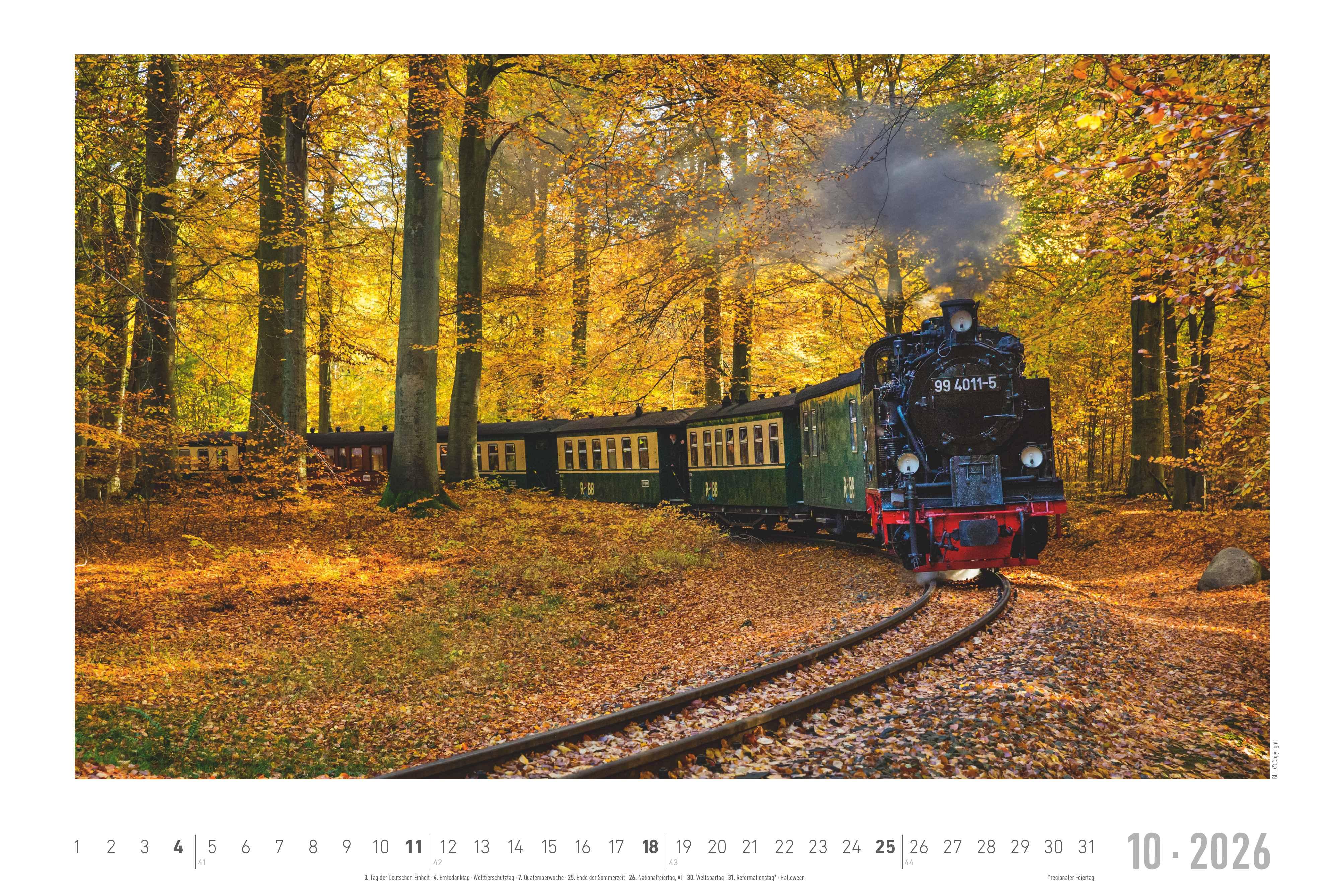 Beispielinhalt (Bild) Faszinierende Dampfloks 2026 - Bildkalender 49,5x33 cm