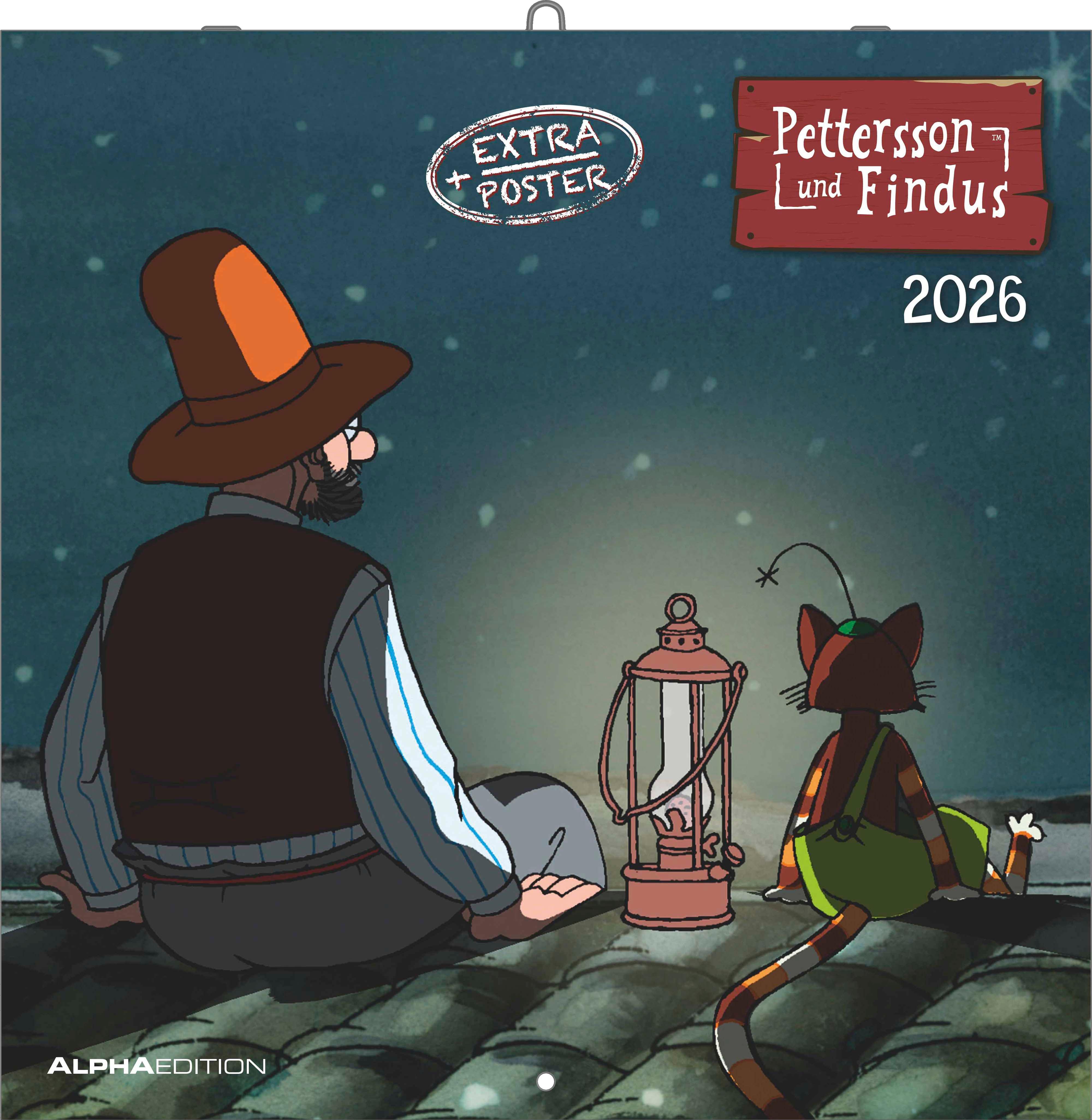 Vorderes Coverbild Pettersson & Findus 2026 - Broschürenkalender 30x30 cm (30x60 geöffnet) - Kalender mit Platz für Notizen - mit herausnehmbarem Poster - Wandkalender