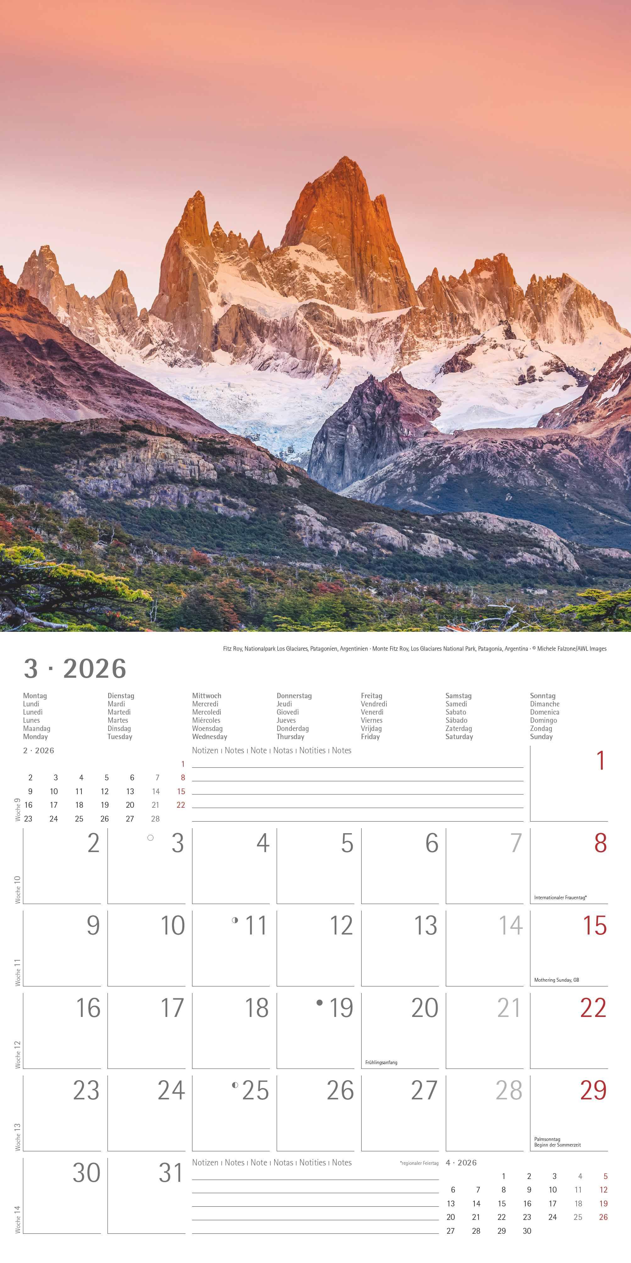 Beispielinhalt (Bild) Emotions 2026 - Broschürenkalender 30x30 cm (30x60 geöffnet) - Kalender mit Platz für Notizen - Emotionen - Bildkalender - Wandplaner - Wandkalender