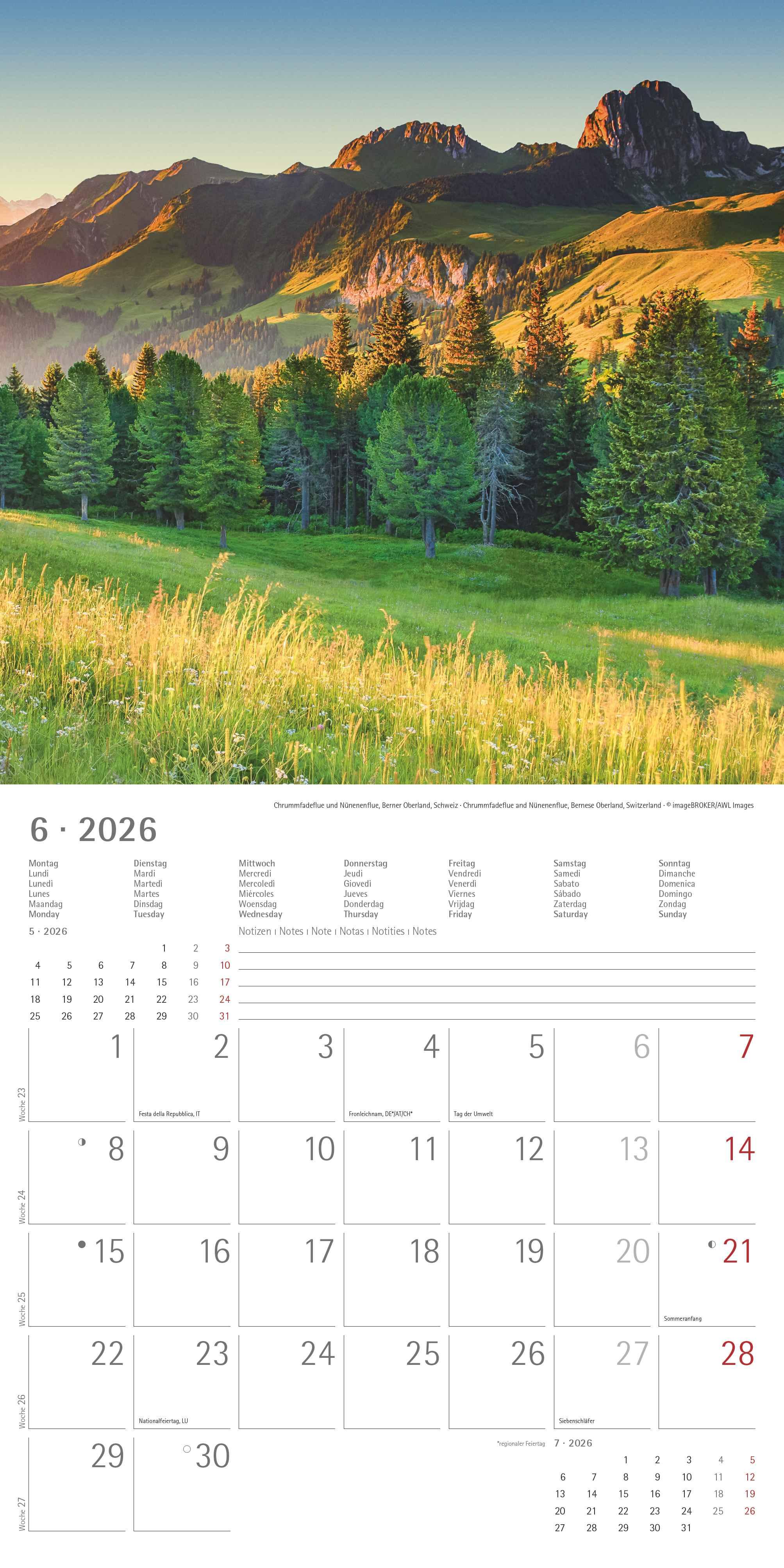 Beispielinhalt (Bild) Emotions 2026 - Broschürenkalender 30x30 cm (30x60 geöffnet) - Kalender mit Platz für Notizen - Emotionen - Bildkalender - Wandplaner - Wandkalender