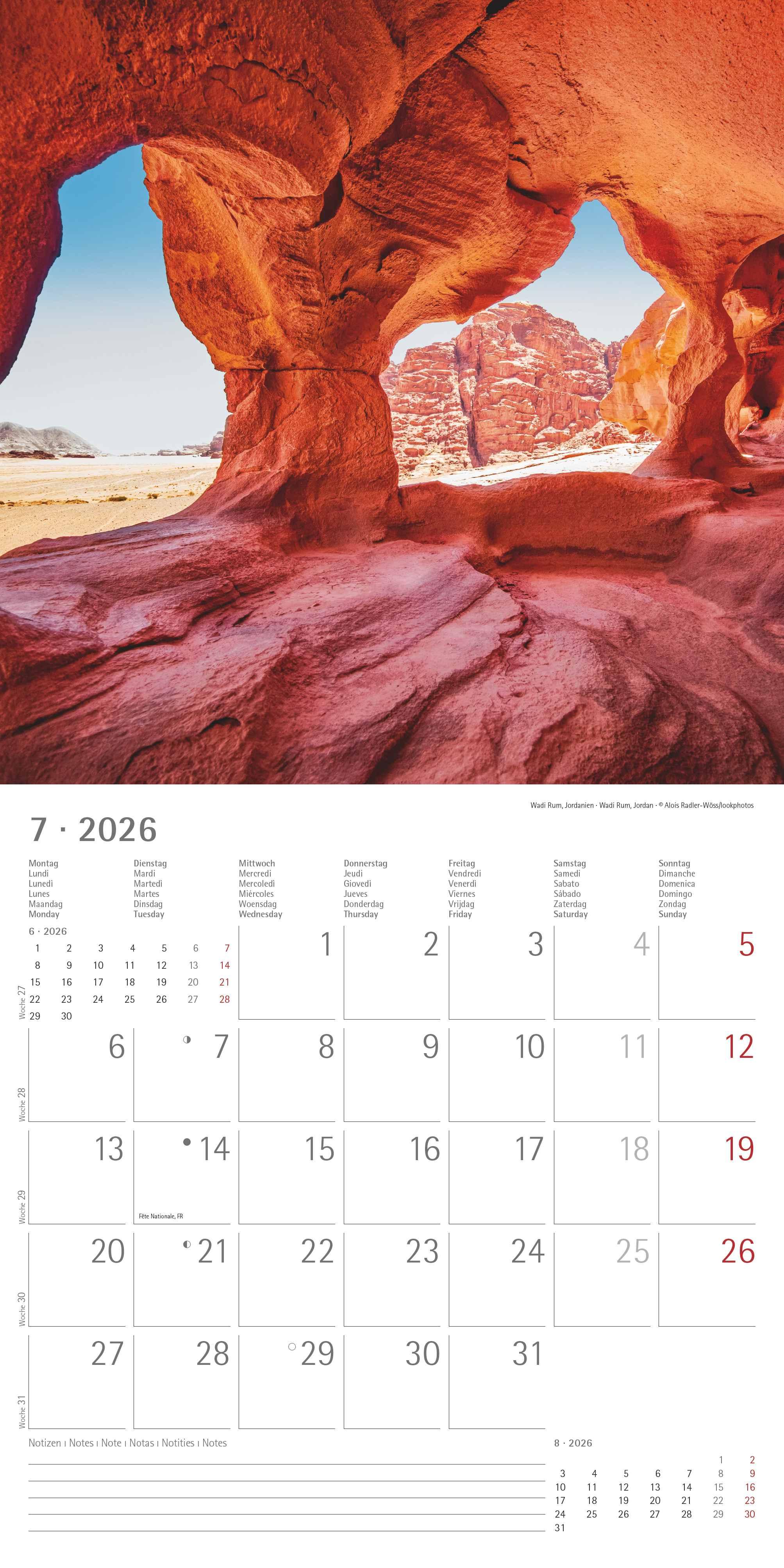 Beispielinhalt (Bild) Emotions 2026 - Broschürenkalender 30x30 cm (30x60 geöffnet) - Kalender mit Platz für Notizen - Emotionen - Bildkalender - Wandplaner - Wandkalender