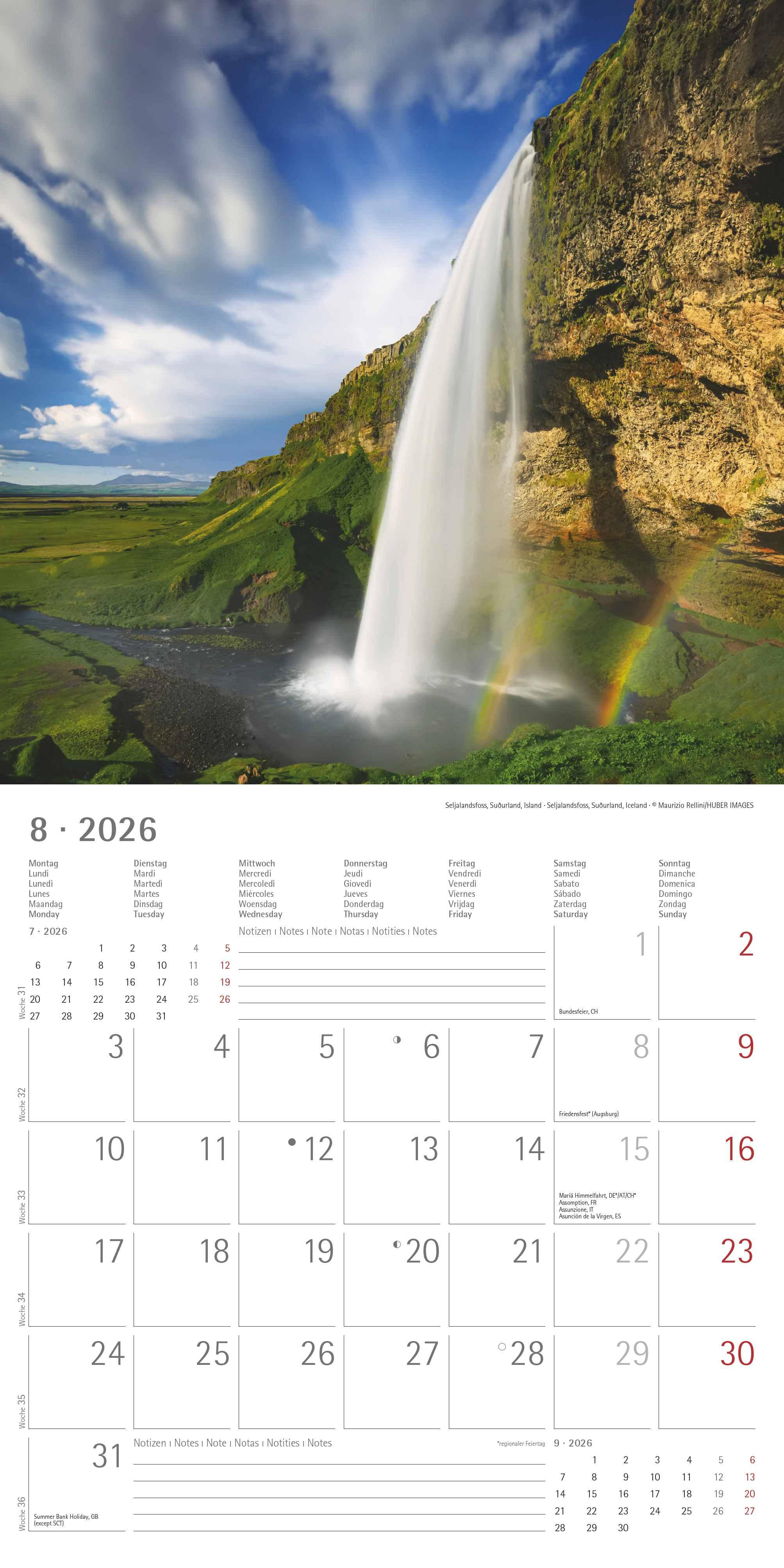 Beispielinhalt (Bild) Emotions 2026 - Broschürenkalender 30x30 cm (30x60 geöffnet) - Kalender mit Platz für Notizen - Emotionen - Bildkalender - Wandplaner - Wandkalender