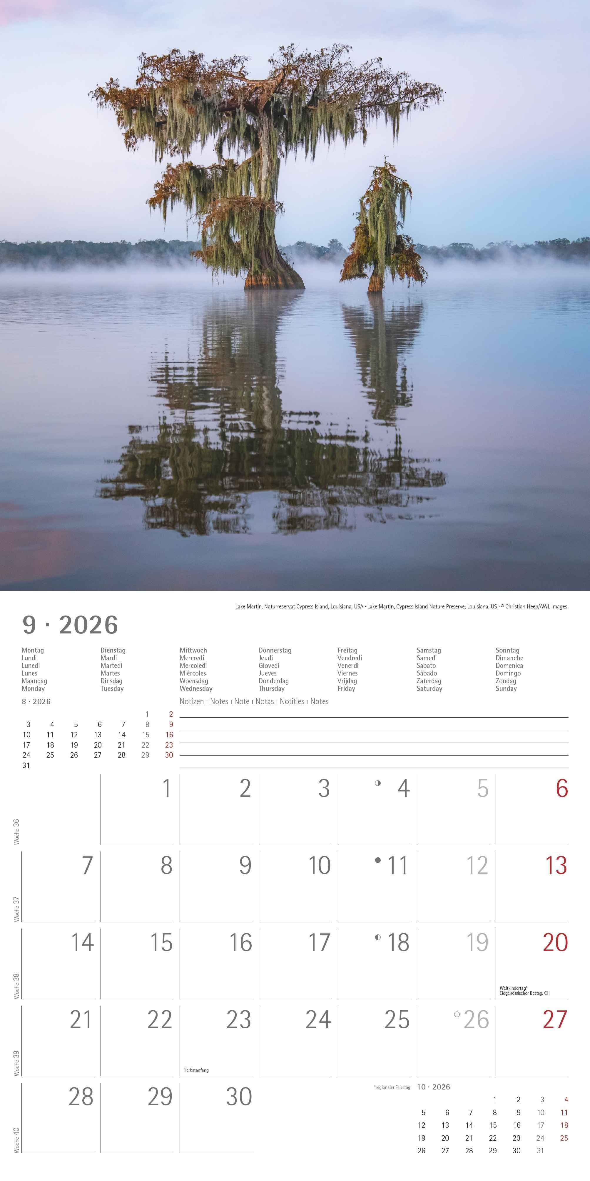 Beispielinhalt (Bild) Emotions 2026 - Broschürenkalender 30x30 cm (30x60 geöffnet) - Kalender mit Platz für Notizen - Emotionen - Bildkalender - Wandplaner - Wandkalender