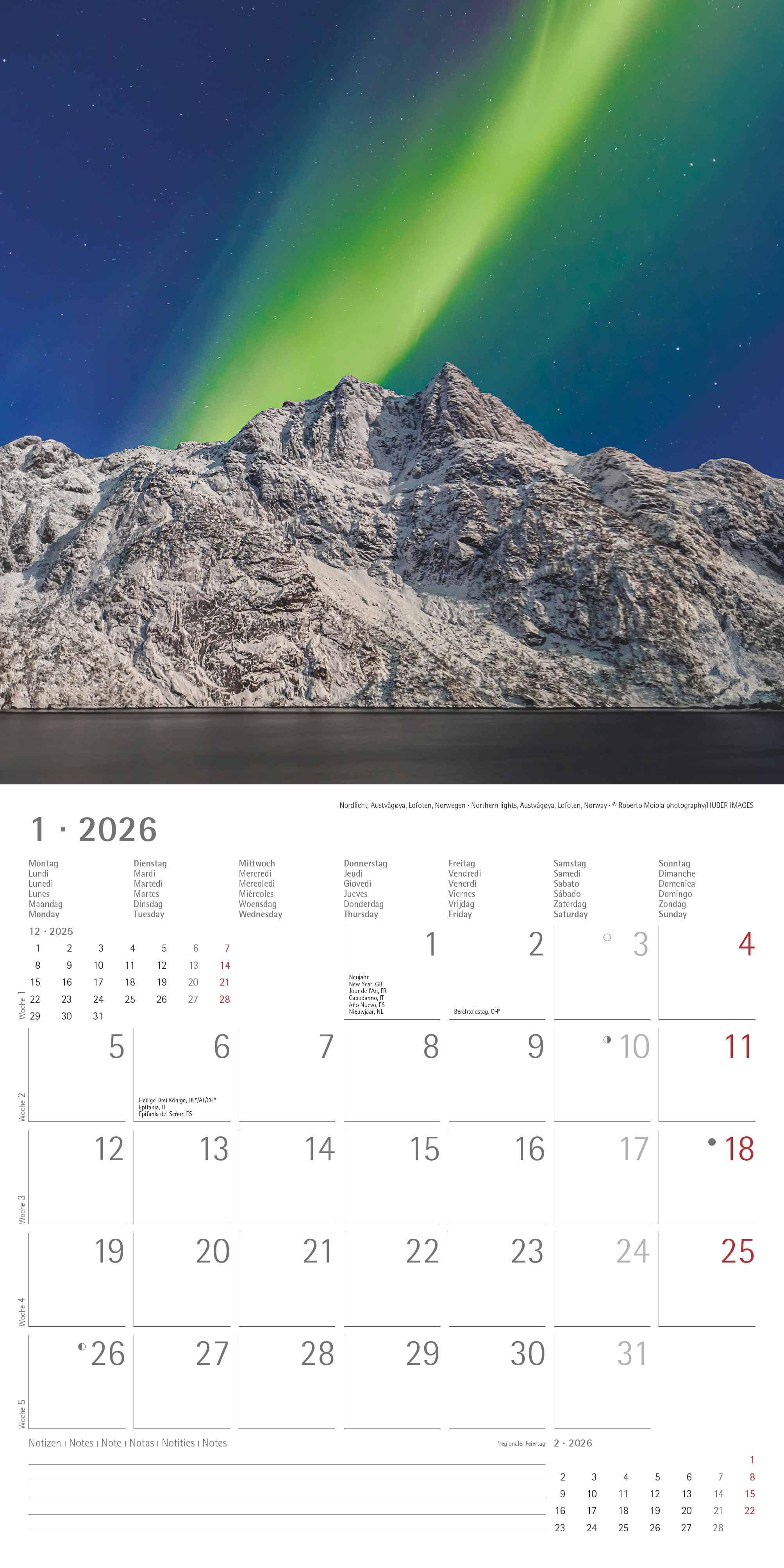 Beispielinhalt (Bild) Emotions 2026 - Broschürenkalender 30x30 cm (30x60 geöffnet) - Kalender mit Platz für Notizen - Emotionen - Bildkalender - Wandplaner - Wandkalender