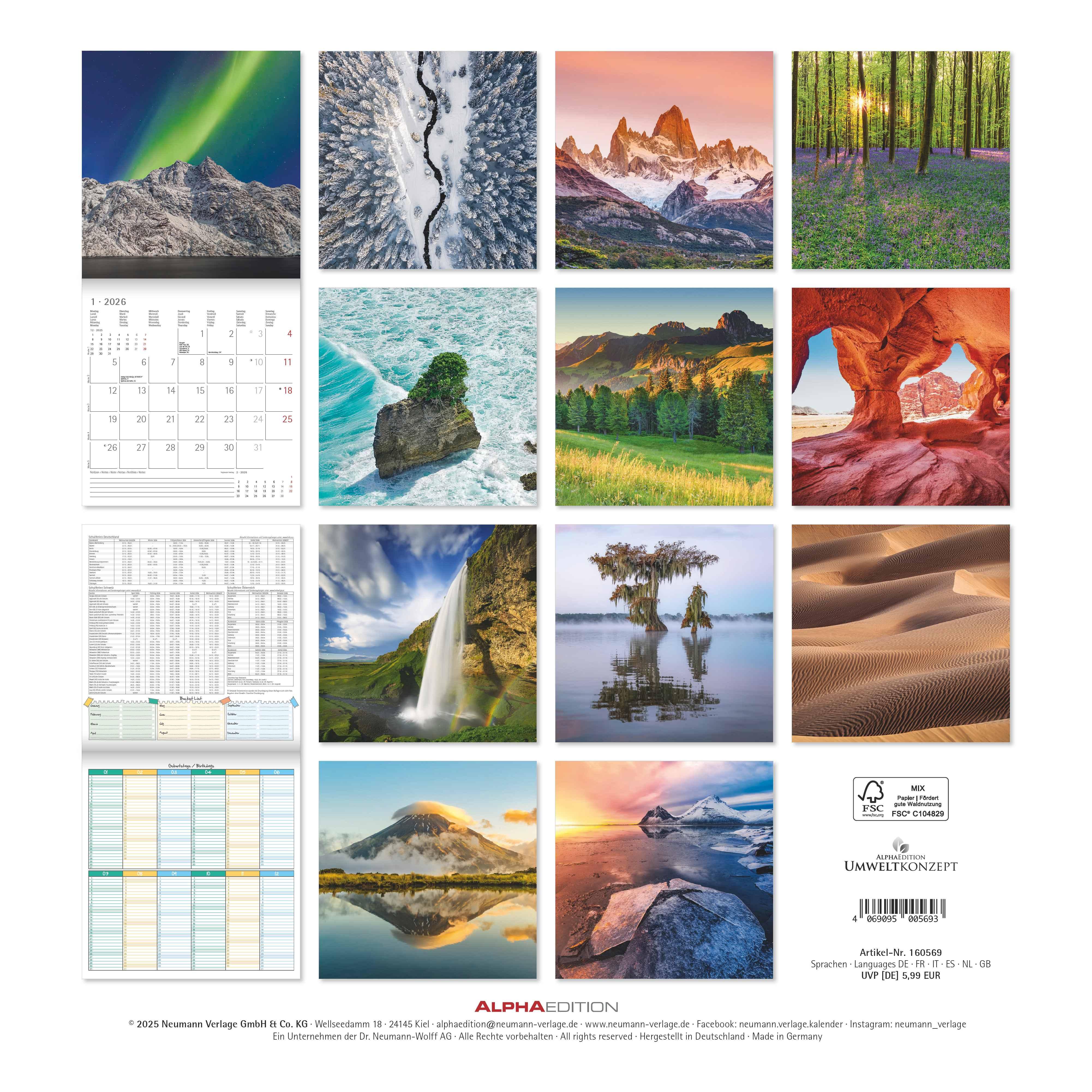 Rückseitencover Emotions 2026 - Broschürenkalender 30x30 cm (30x60 geöffnet) - Kalender mit Platz für Notizen - Emotionen - Bildkalender - Wandplaner - Wandkalender