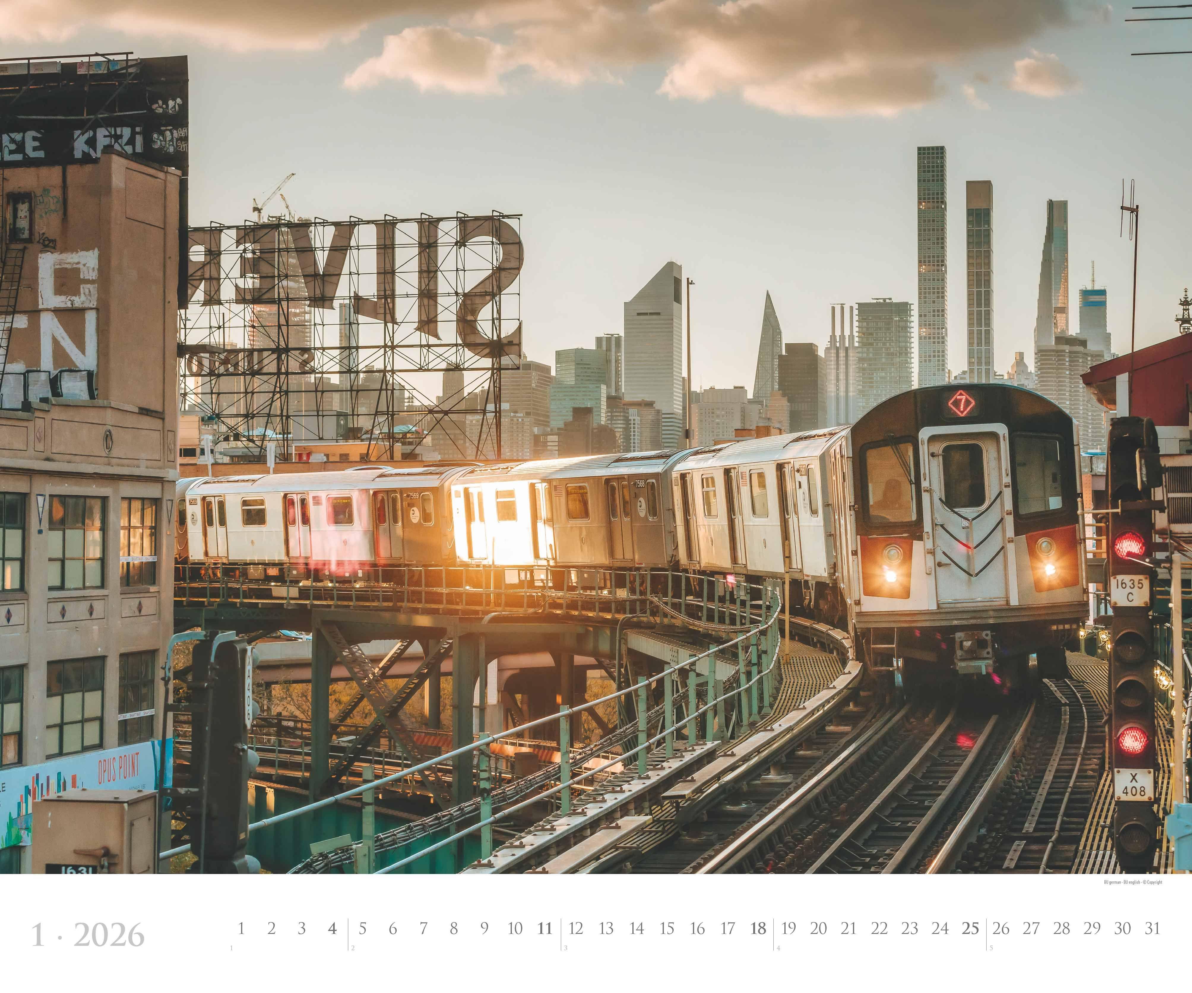 Beispielinhalt (Bild) New York 2026  - Städte-Reise-Kalender - Querformat 60 x 50 cm - Spiralbindung