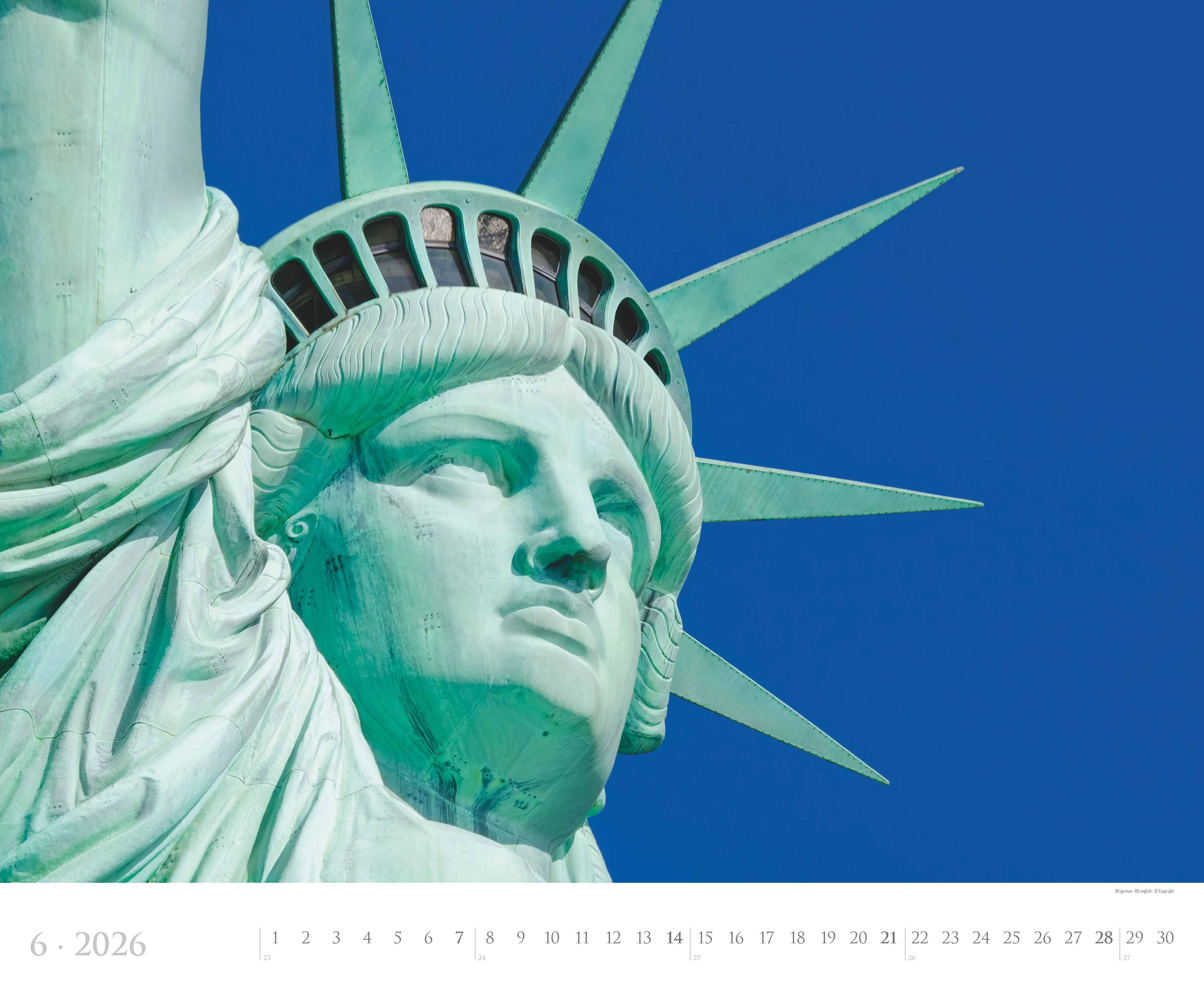 Beispielinhalt (Bild) New York 2026  - Städte-Reise-Kalender - Querformat 60 x 50 cm - Spiralbindung