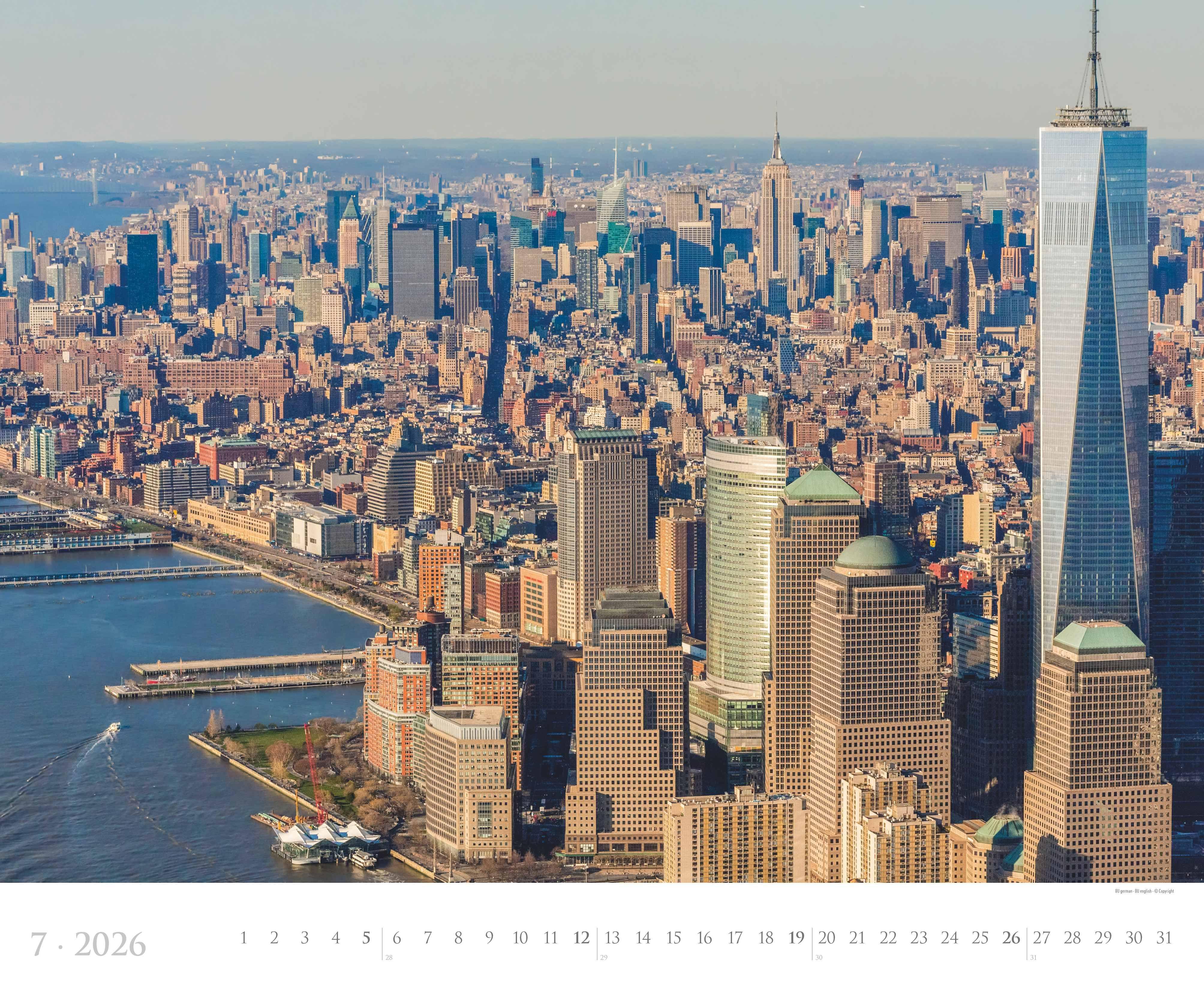 Beispielinhalt (Bild) New York 2026  - Städte-Reise-Kalender - Querformat 60 x 50 cm - Spiralbindung