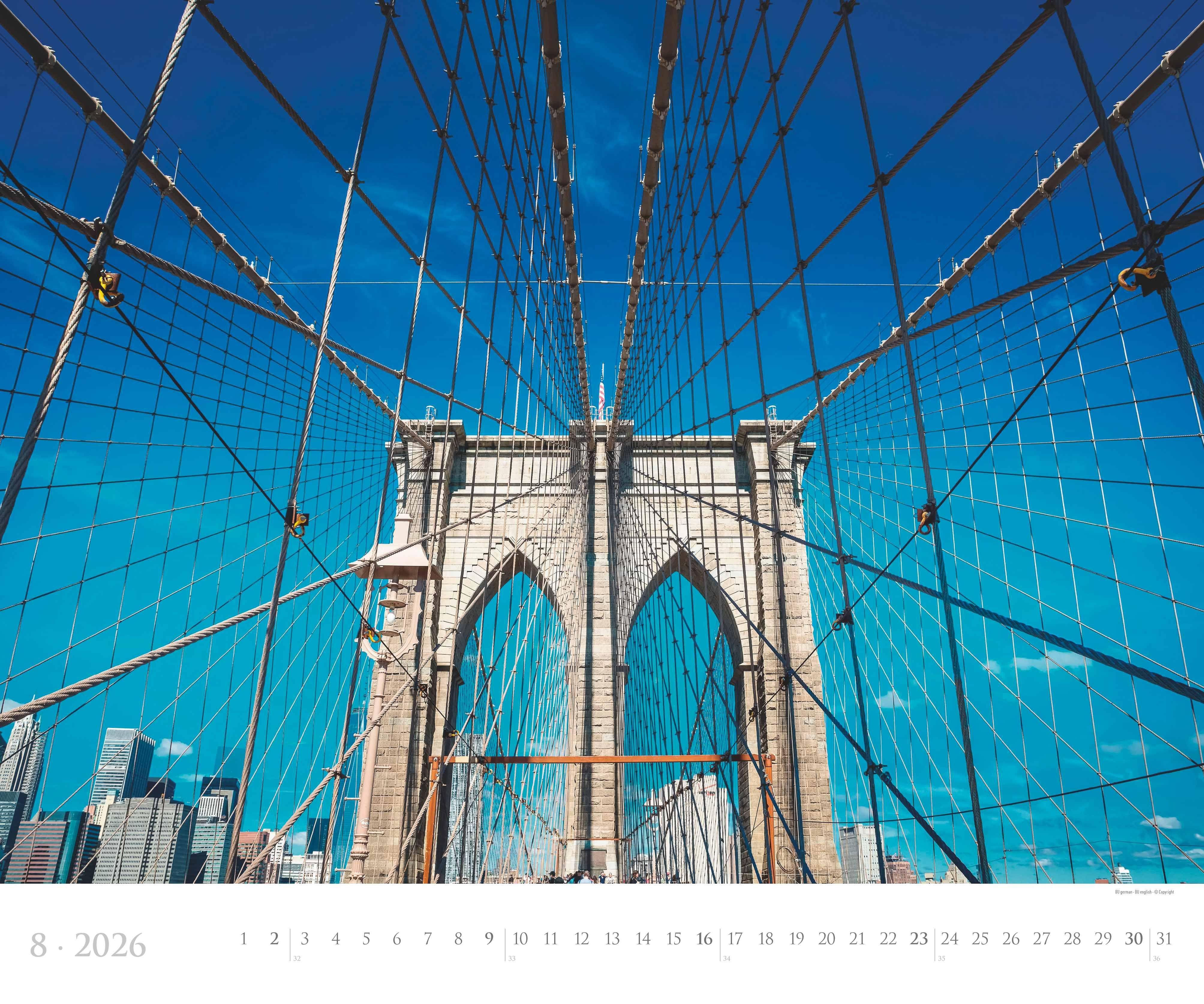 Beispielinhalt (Bild) New York 2026  - Städte-Reise-Kalender - Querformat 60 x 50 cm - Spiralbindung