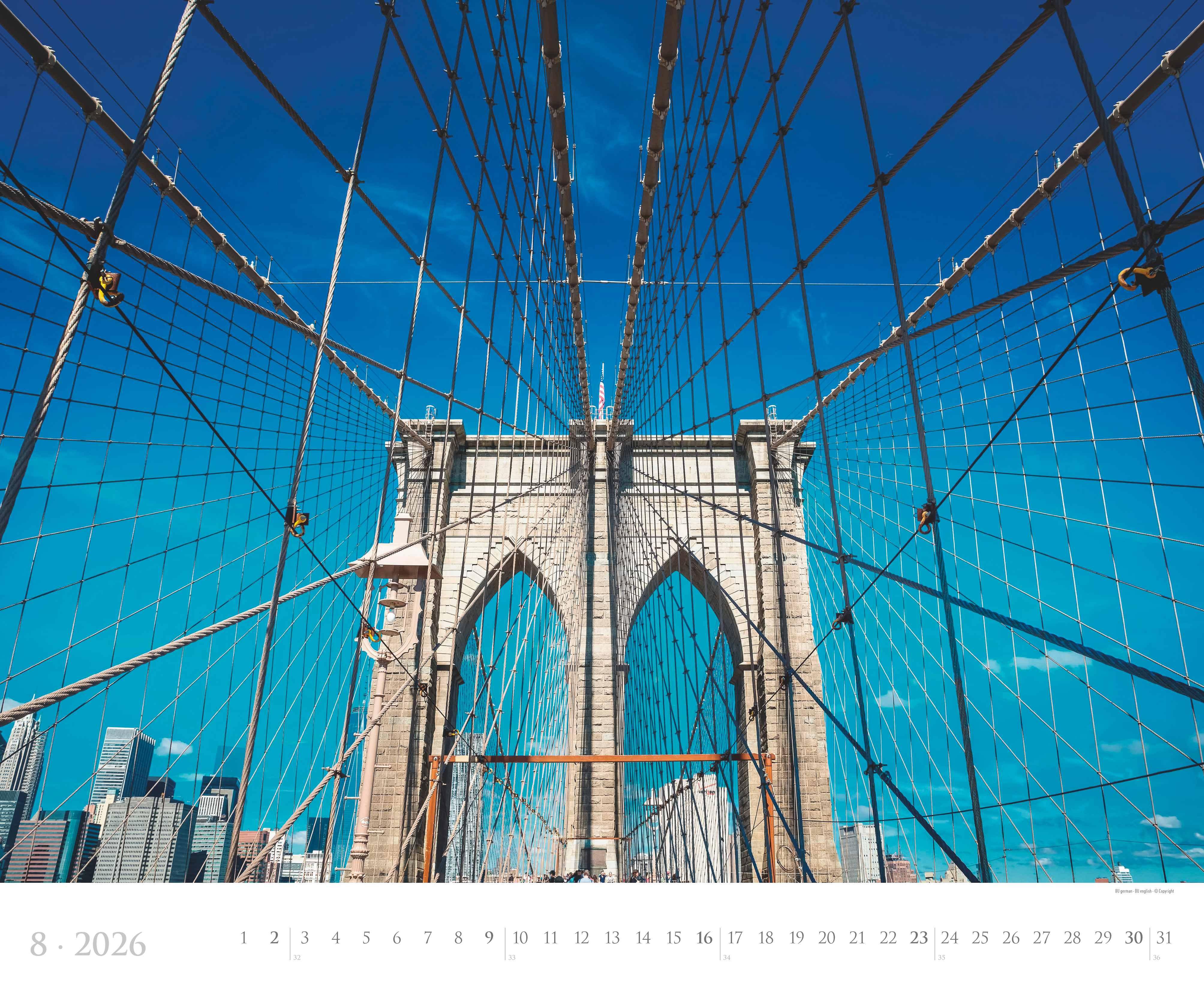 Beispielinhalt (Bild) New York 2026  - Städte-Reise-Kalender - Querformat 60 x 50 cm - Spiralbindung