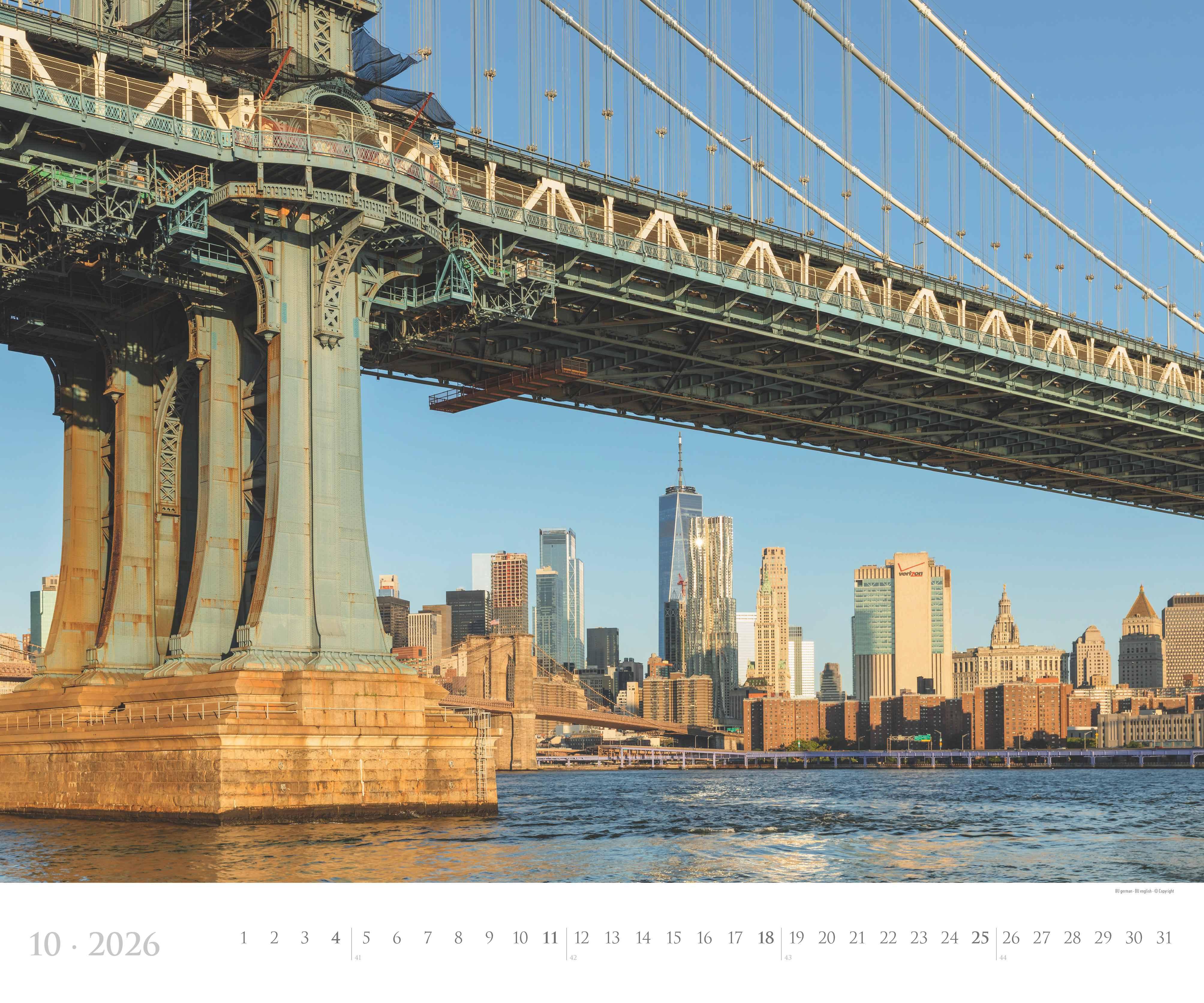 Beispielinhalt (Bild) New York 2026  - Städte-Reise-Kalender - Querformat 60 x 50 cm - Spiralbindung