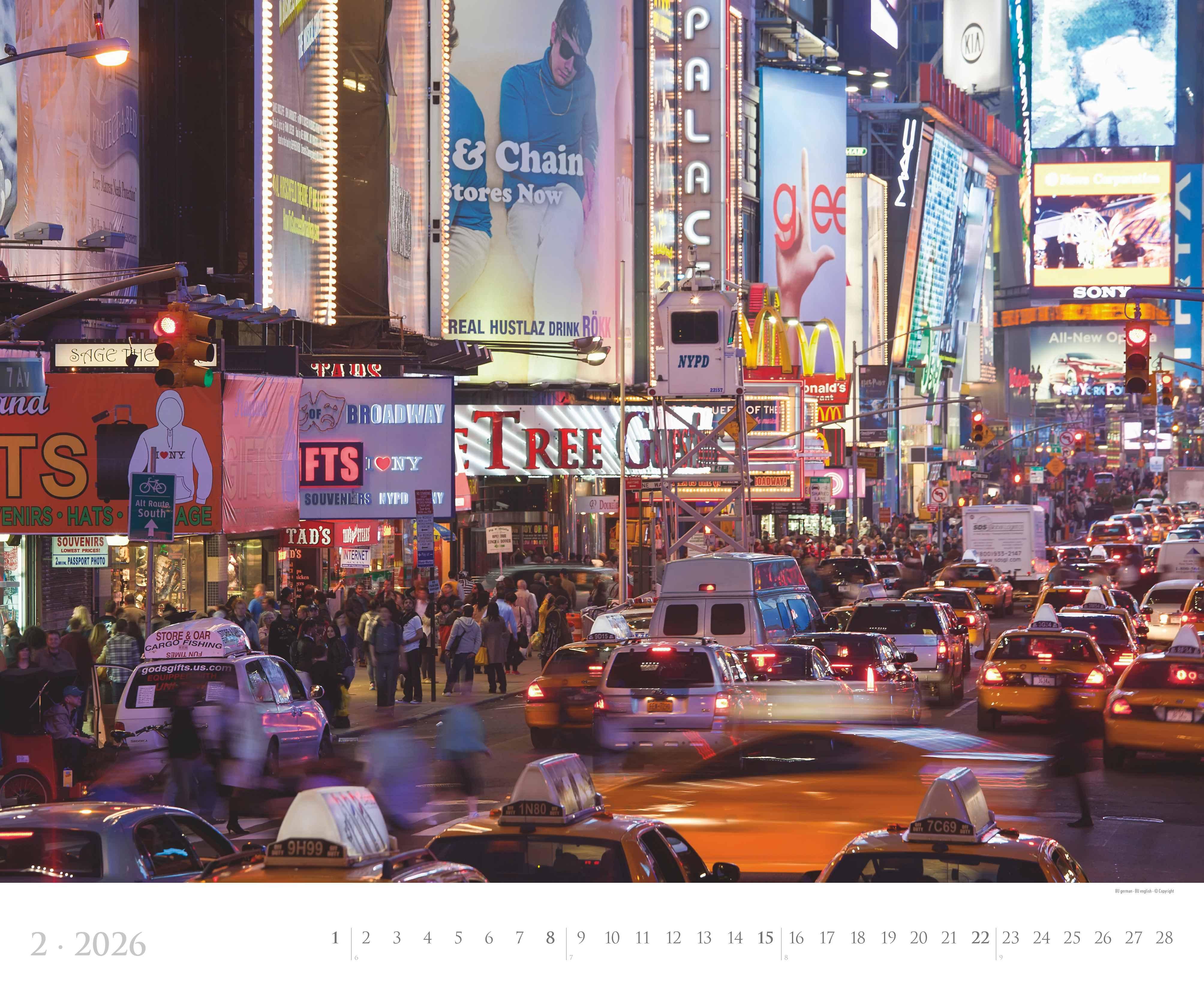 Beispielinhalt (Bild) New York 2026  - Städte-Reise-Kalender - Querformat 60 x 50 cm - Spiralbindung