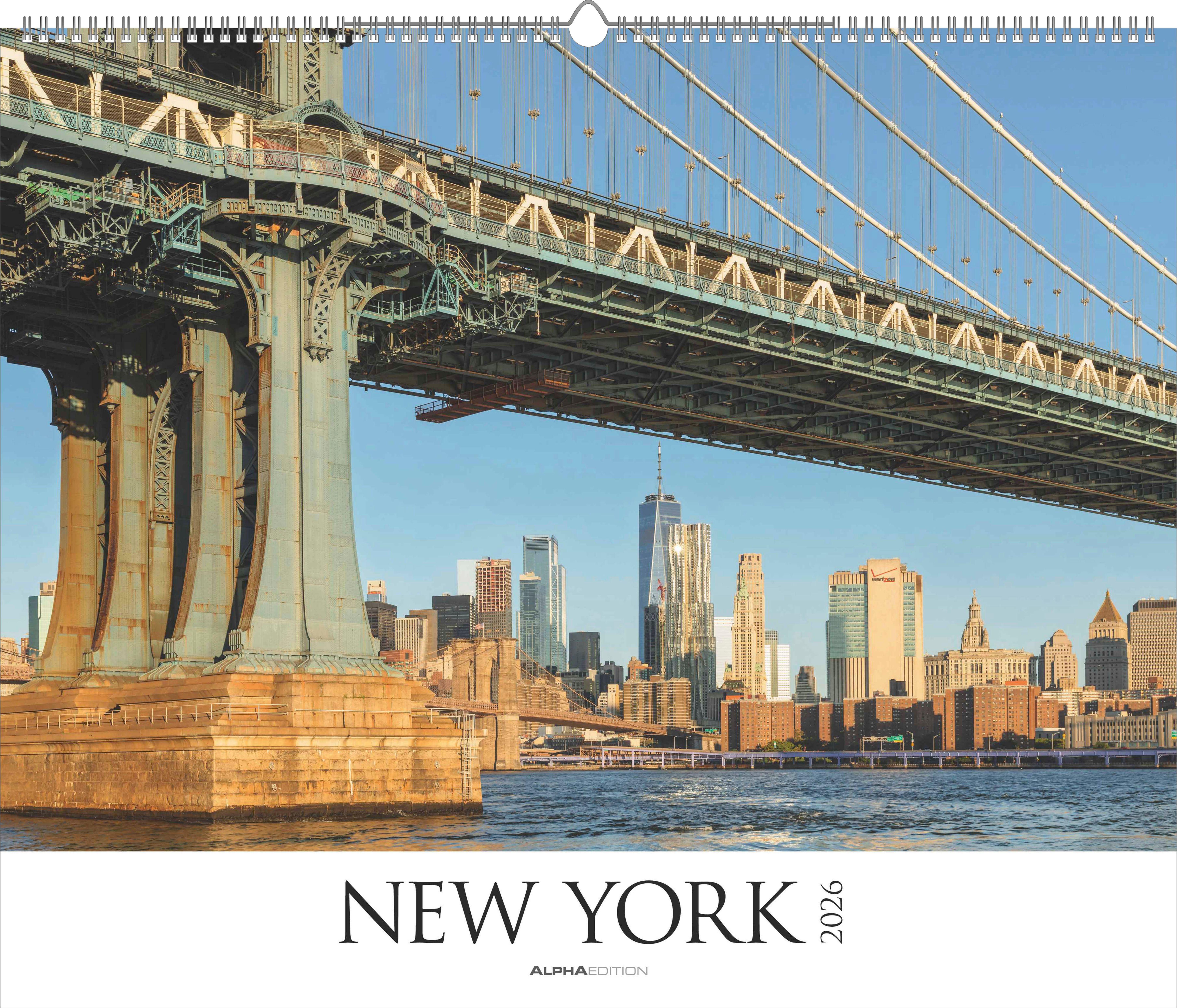Vorderes Coverbild New York 2026  - Städte-Reise-Kalender - Querformat 60 x 50 cm - Spiralbindung