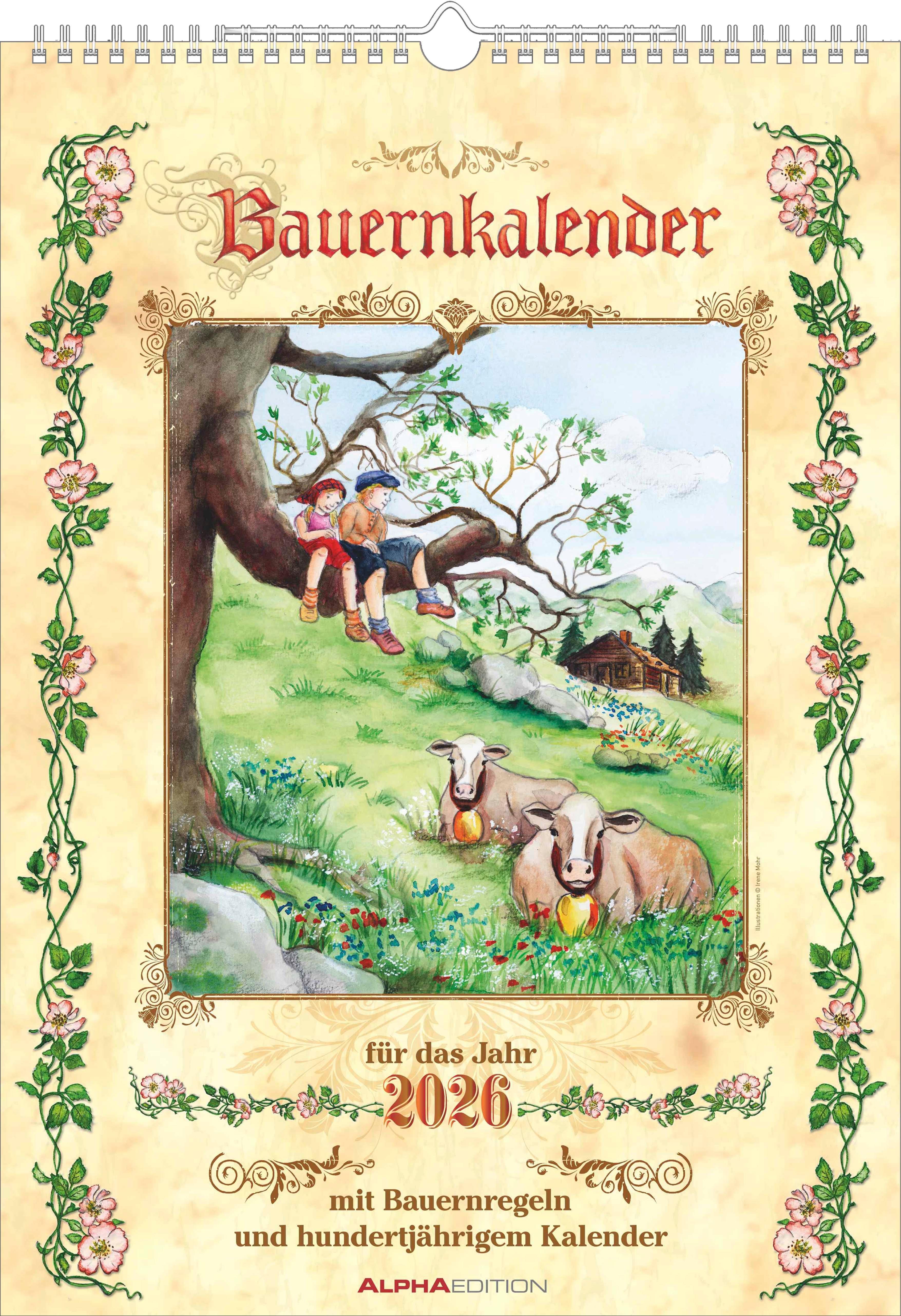 Vorderes Coverbild Bauernkalender 2026 - Bildkalender A3 (29,7x42 cm) - mit Feiertagen (DE/AT/CH) und Platz für Notizen - inkl. Bauernregeln - Wandkalender